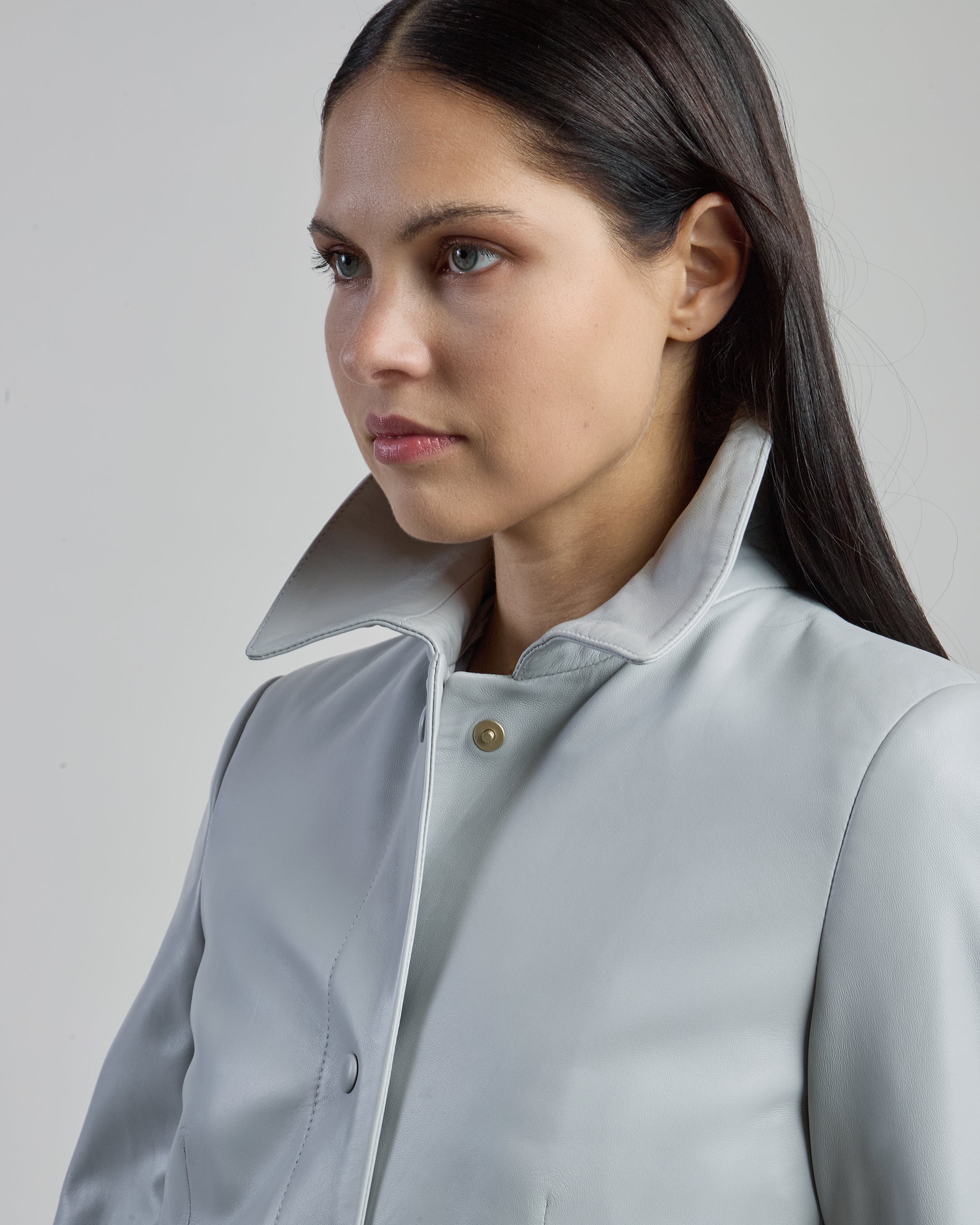 Women's Plongé Nappa Leather Duster Coat with Belt