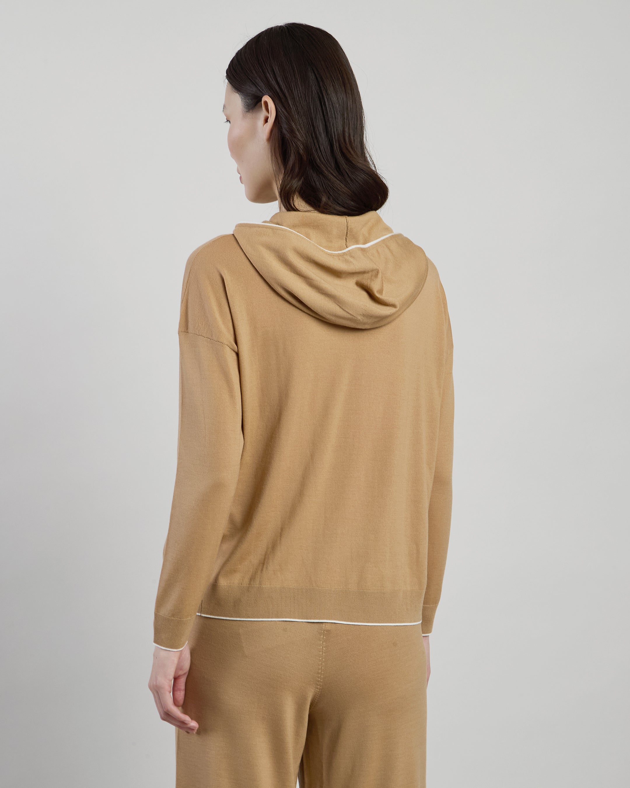 Women's 14 Micron Wool Full Zip Hooded Sweater alternative