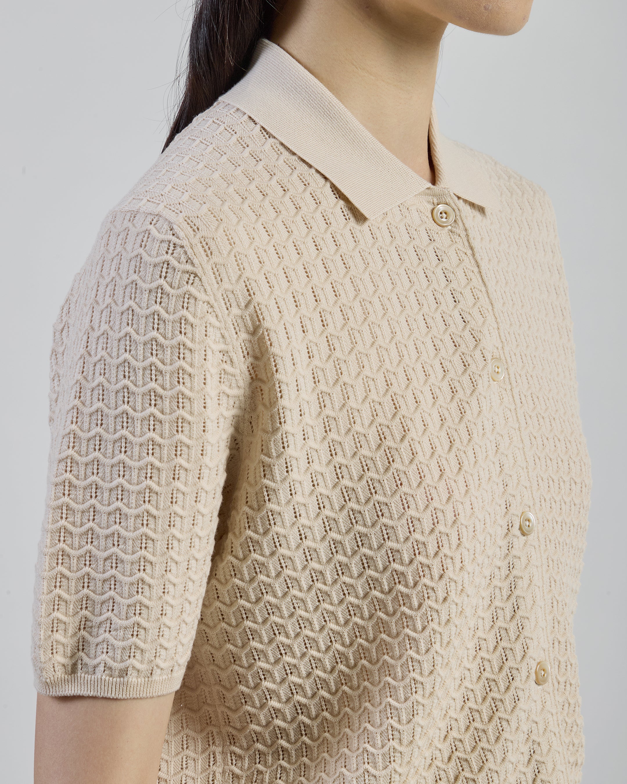 Women's 14 Micron Wool Short Sleeve Knitted Shirt - 3