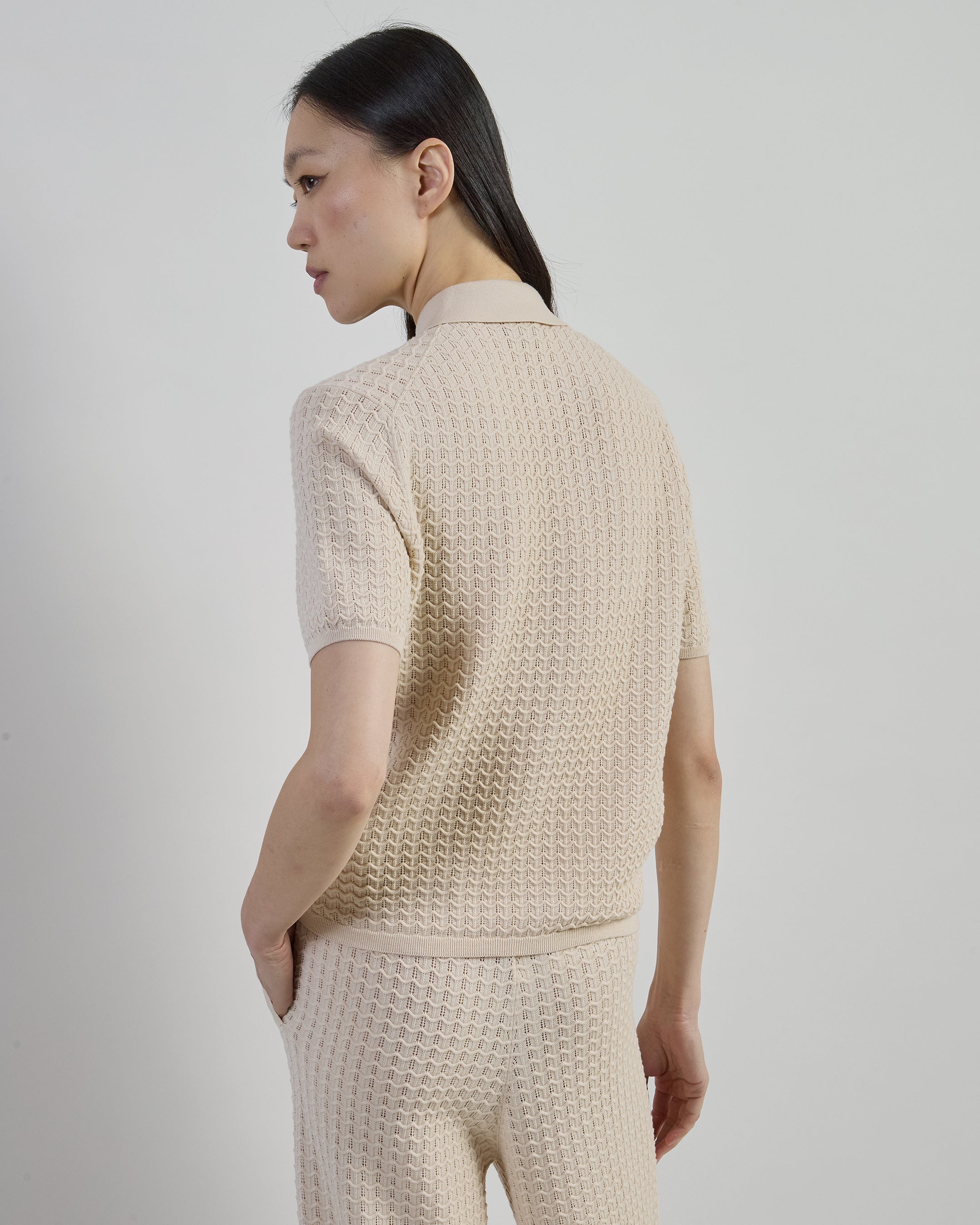 Women's 14 Micron Wool Short Sleeve Knitted Shirt - 2