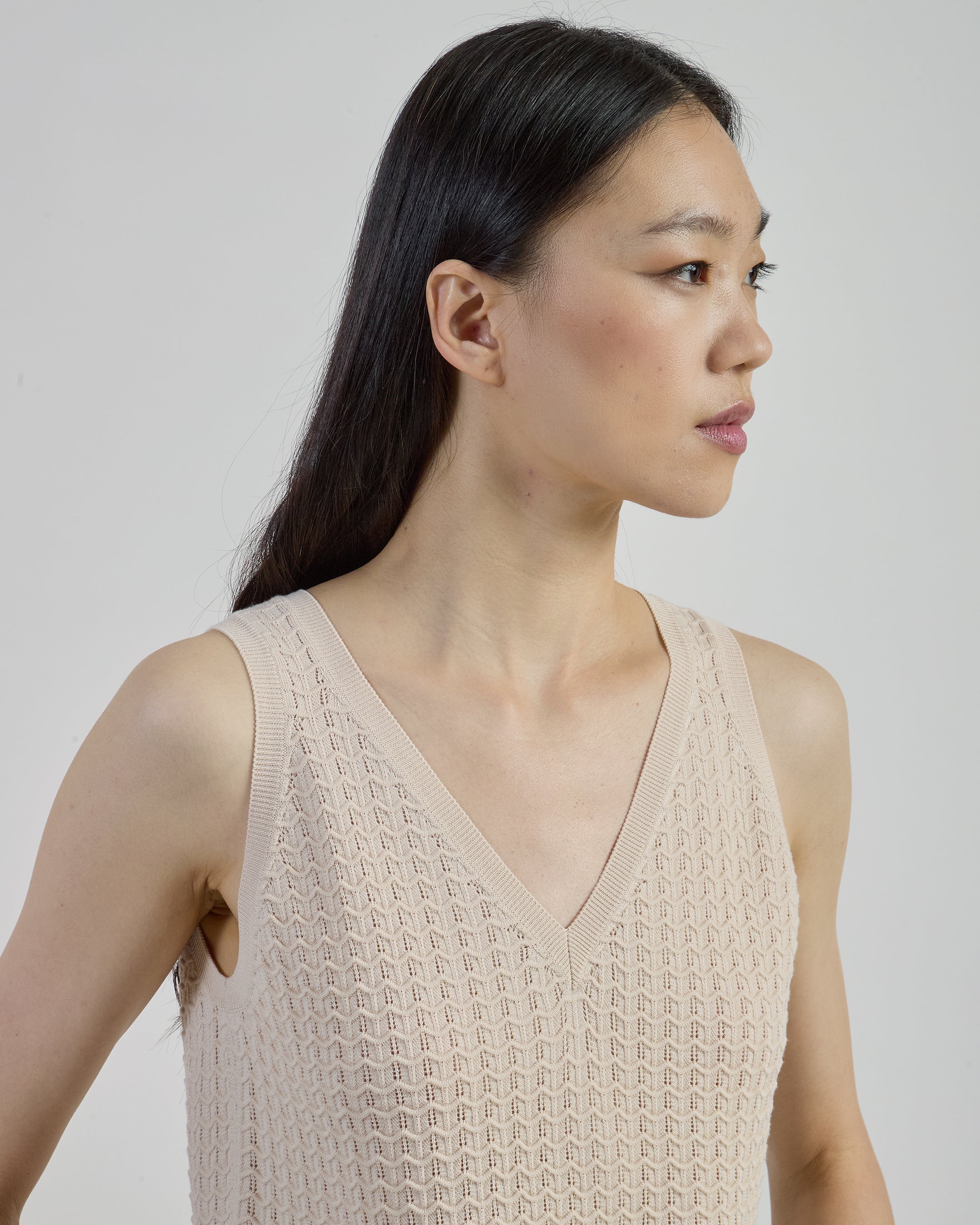 Women's 14 Micron Merino Wool Knit Top with Micro-Stitch - 3