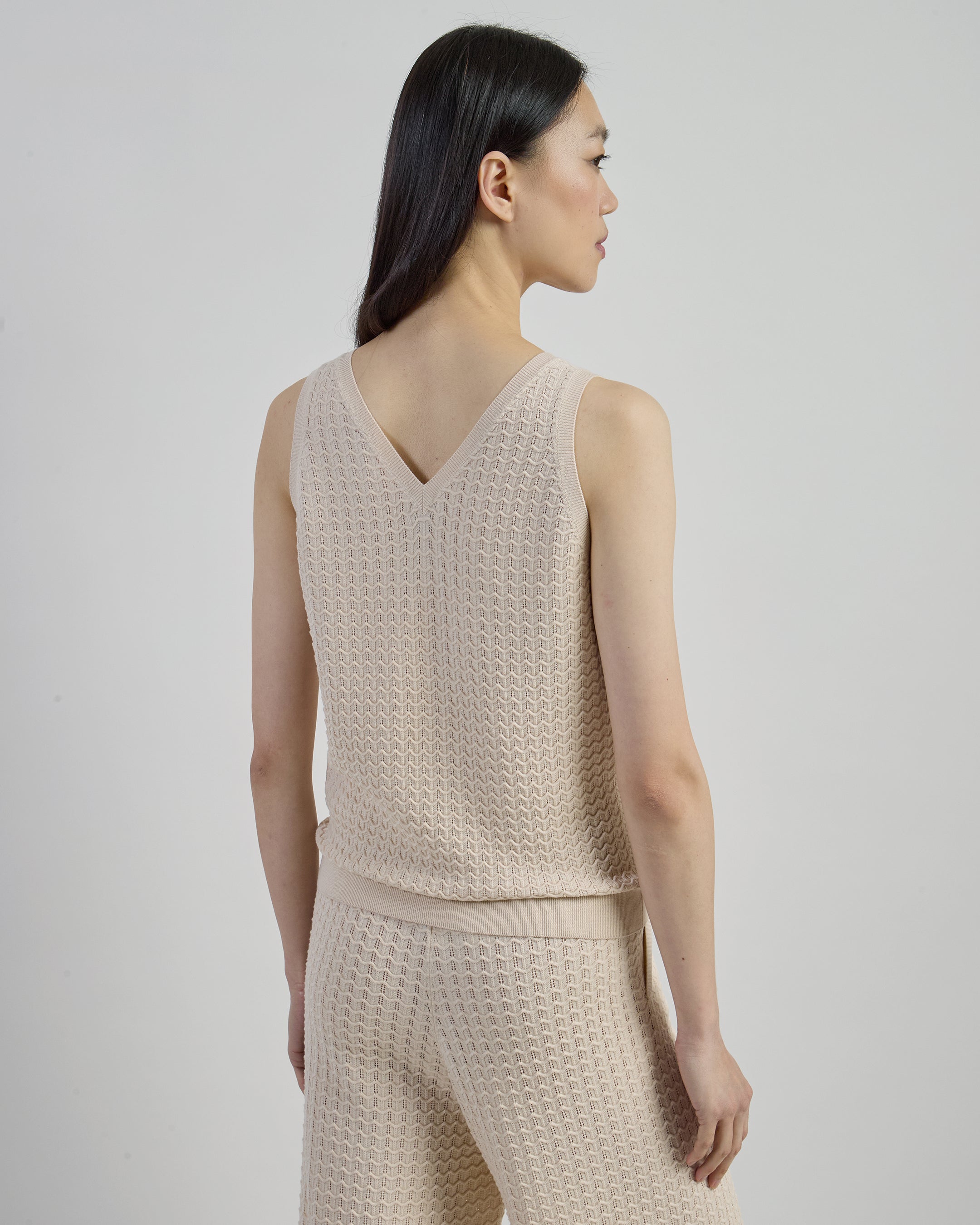 Women's 14 Micron Merino Wool Knit Top with Micro-Stitch - 2