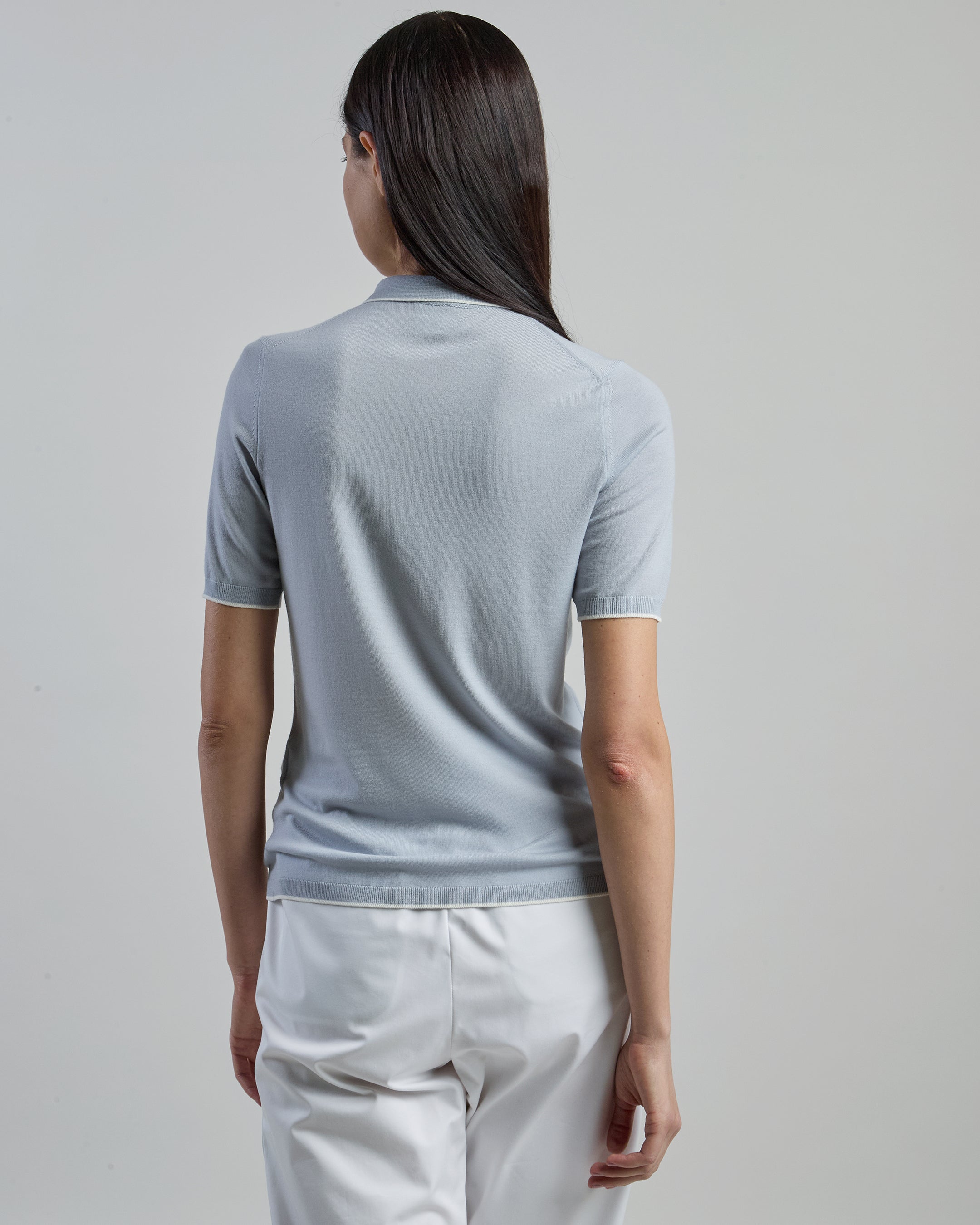 14 Micron Wool Slim Fit Knitted Polo with Contrast - 2