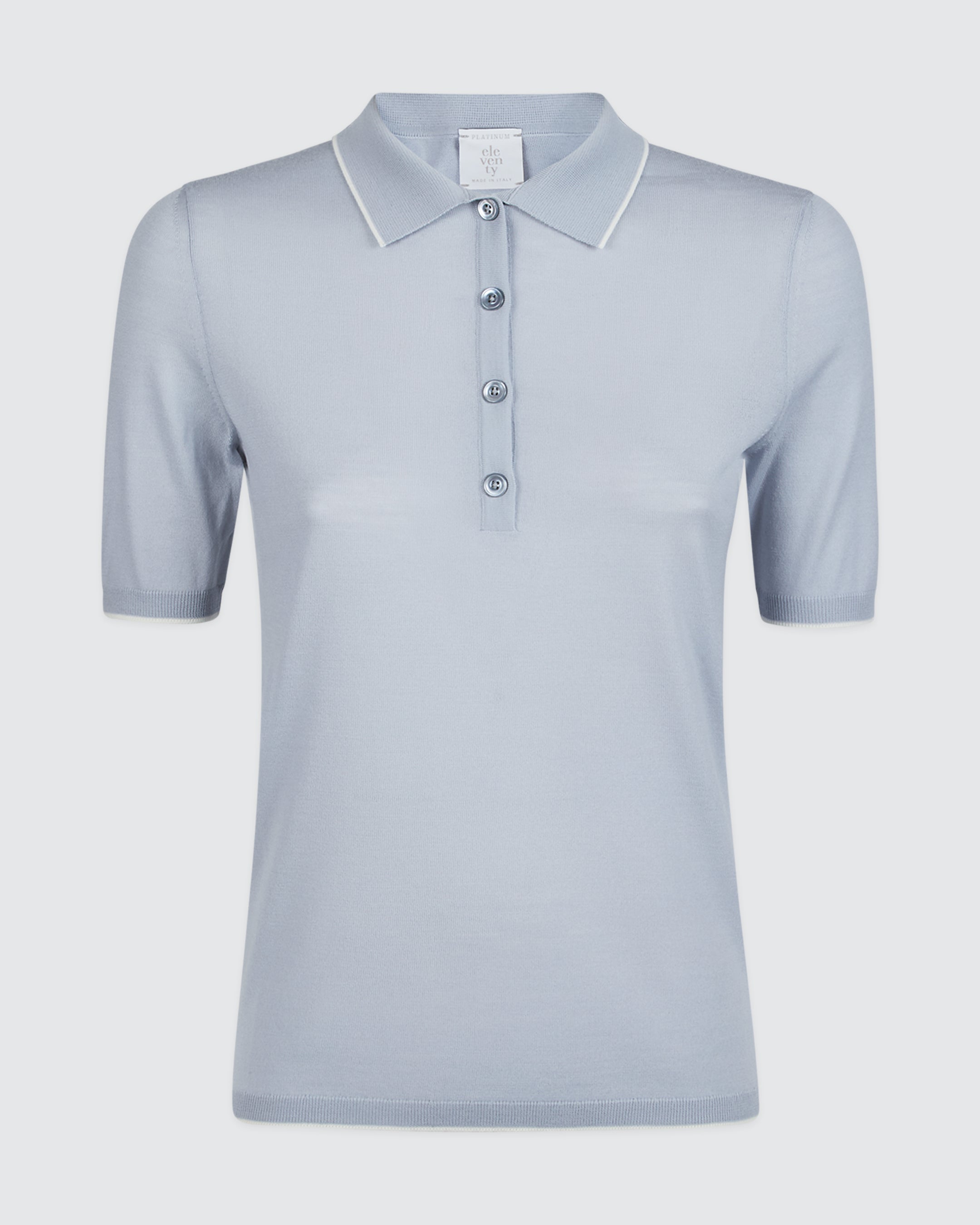 14 Micron Wool Slim Fit Knitted Polo with Contrast