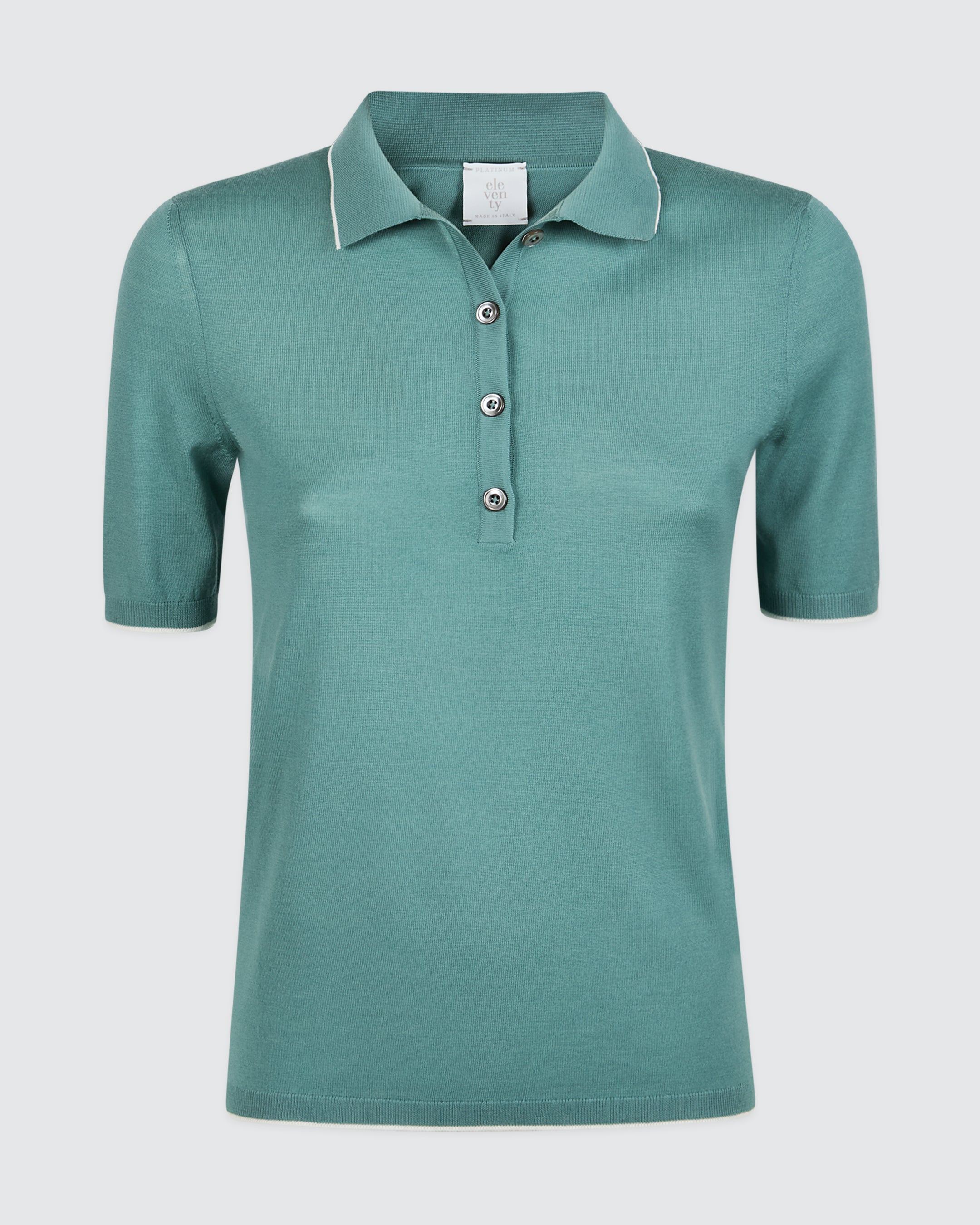14 Micron Wool Slim Fit Knitted Polo with Contrast - 7