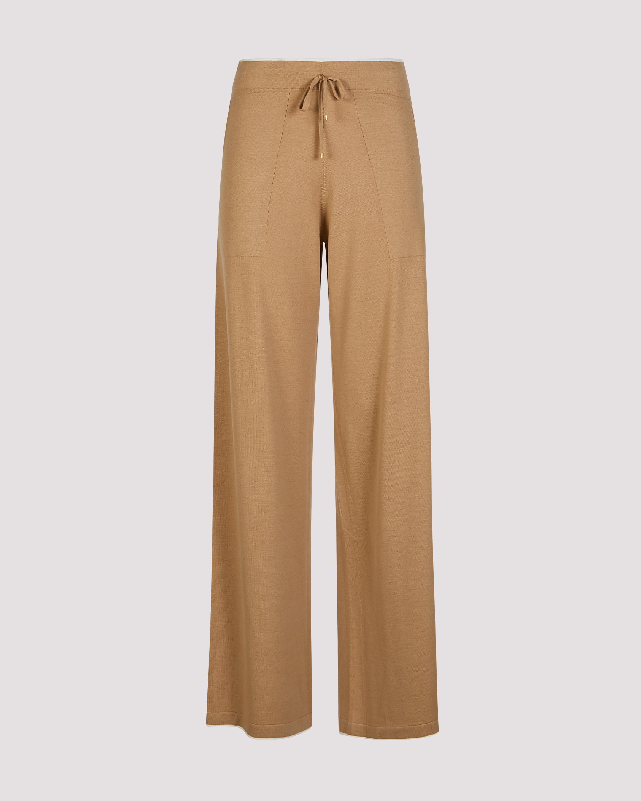 Women's 14 Micron Wool Knit Trousers with Contrast - 4