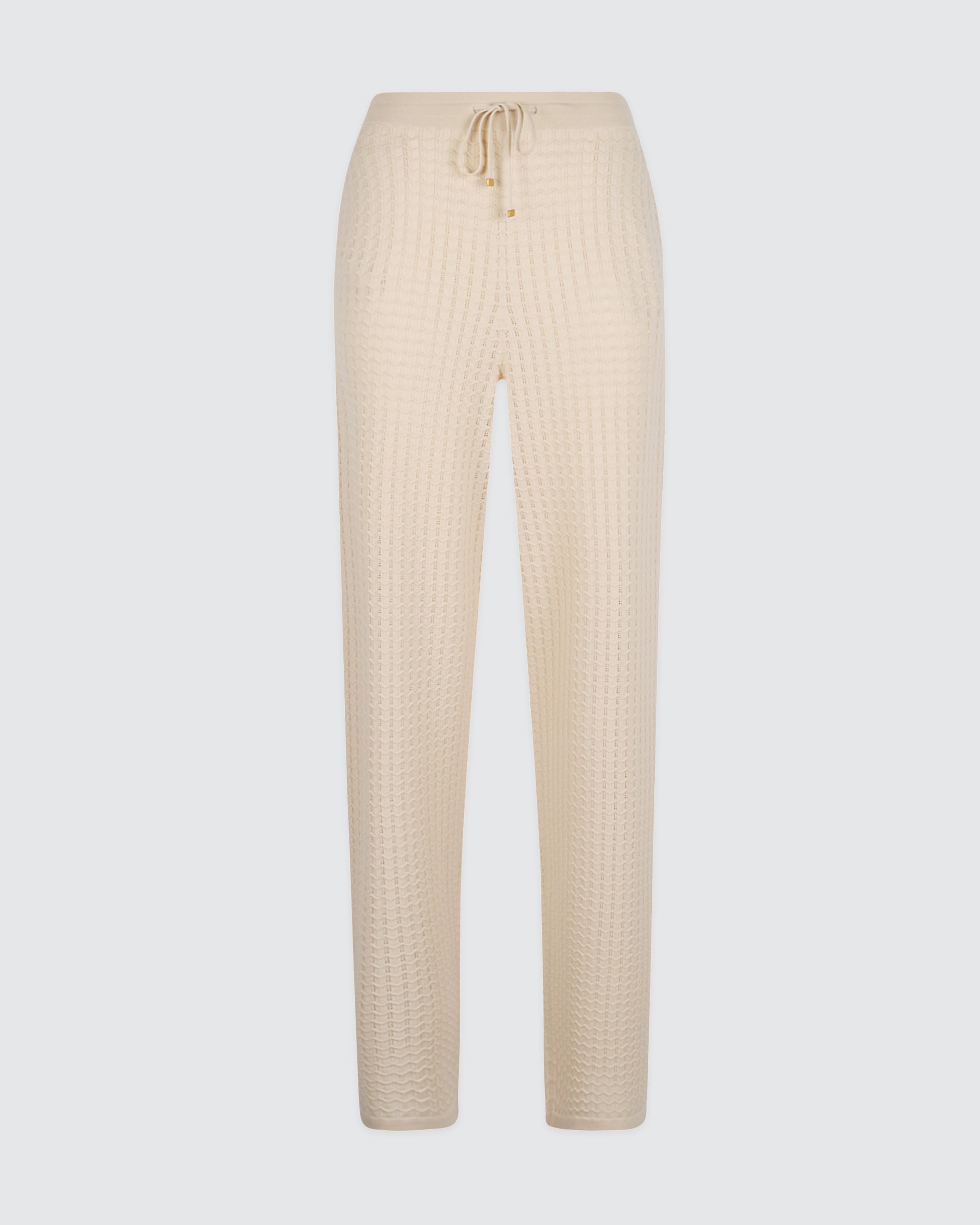 Women's 14 Micron Merino Wool Knit Trousers in Cream - 4