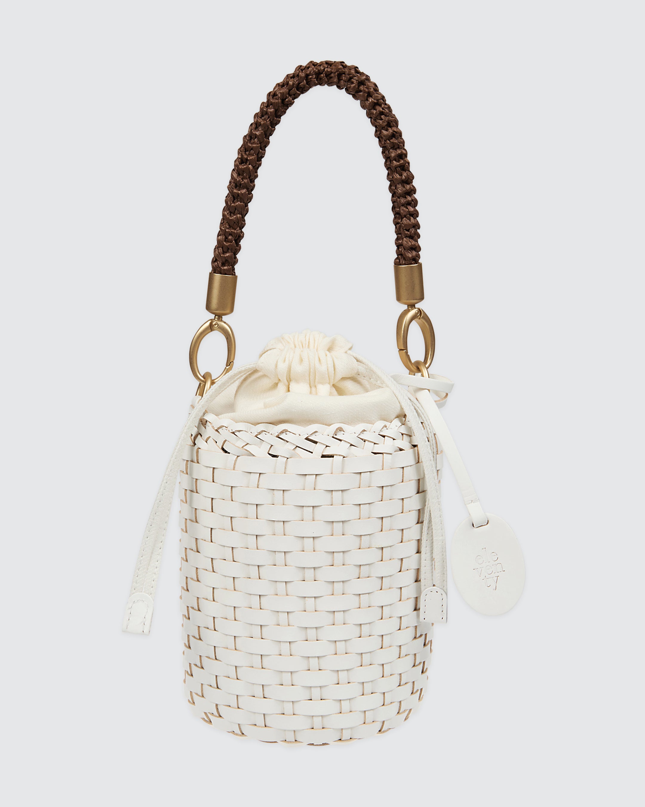 Woven Buffalo Leather Bucket Bag for Women - 1