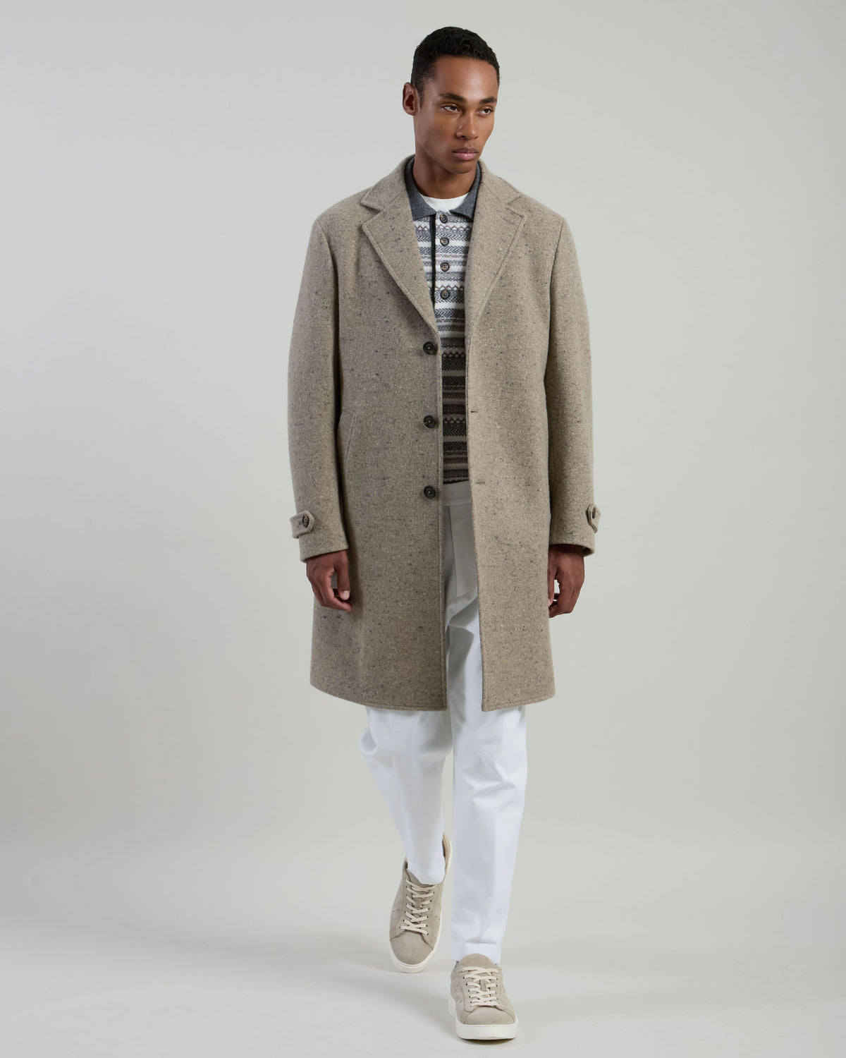 CAPPOTTO MONOPETTO LANA CASHMERE TWEED - 1
