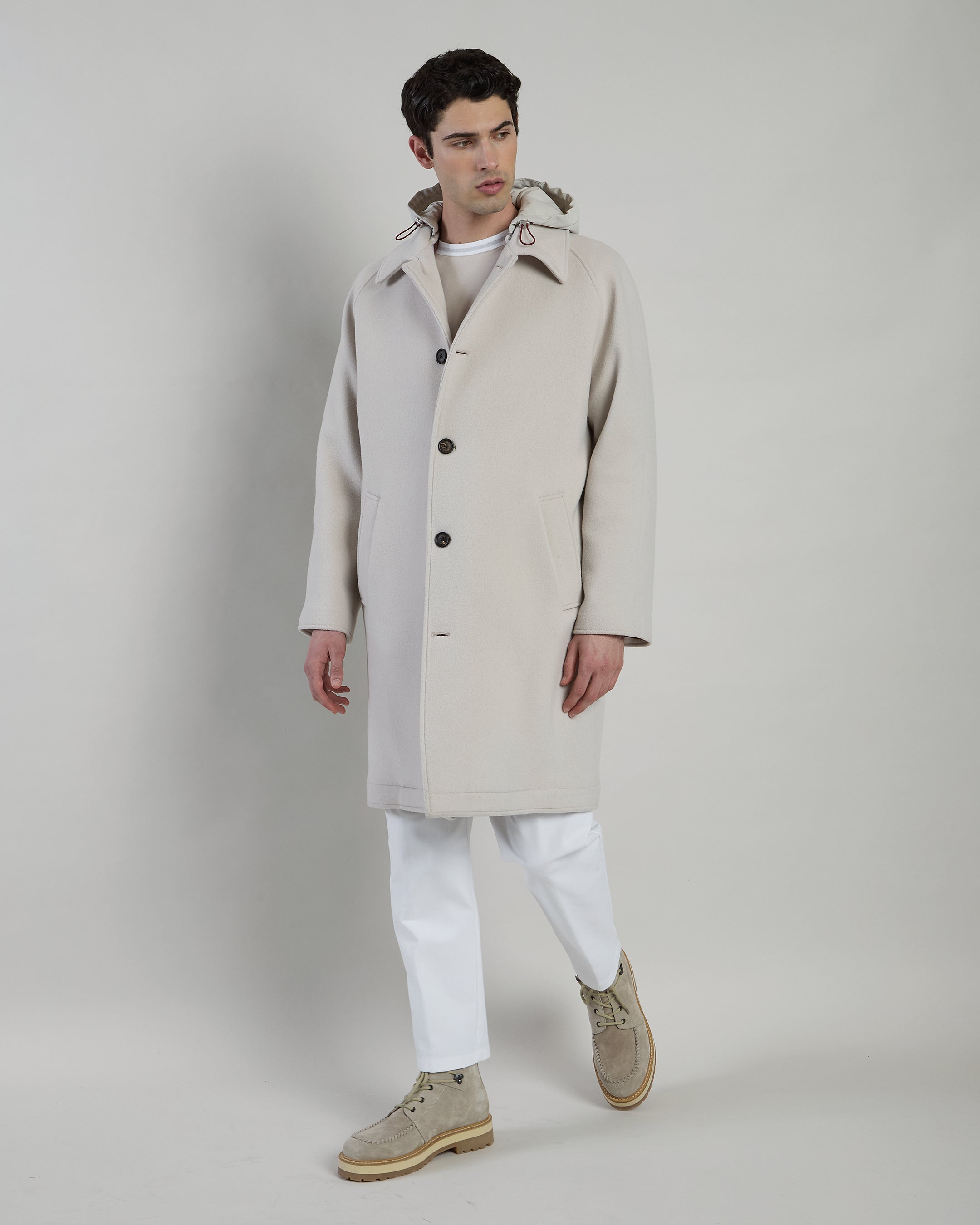 CAPPOTTO MONOPETTO LANA CASHMERE E TESSUTO TECNICO