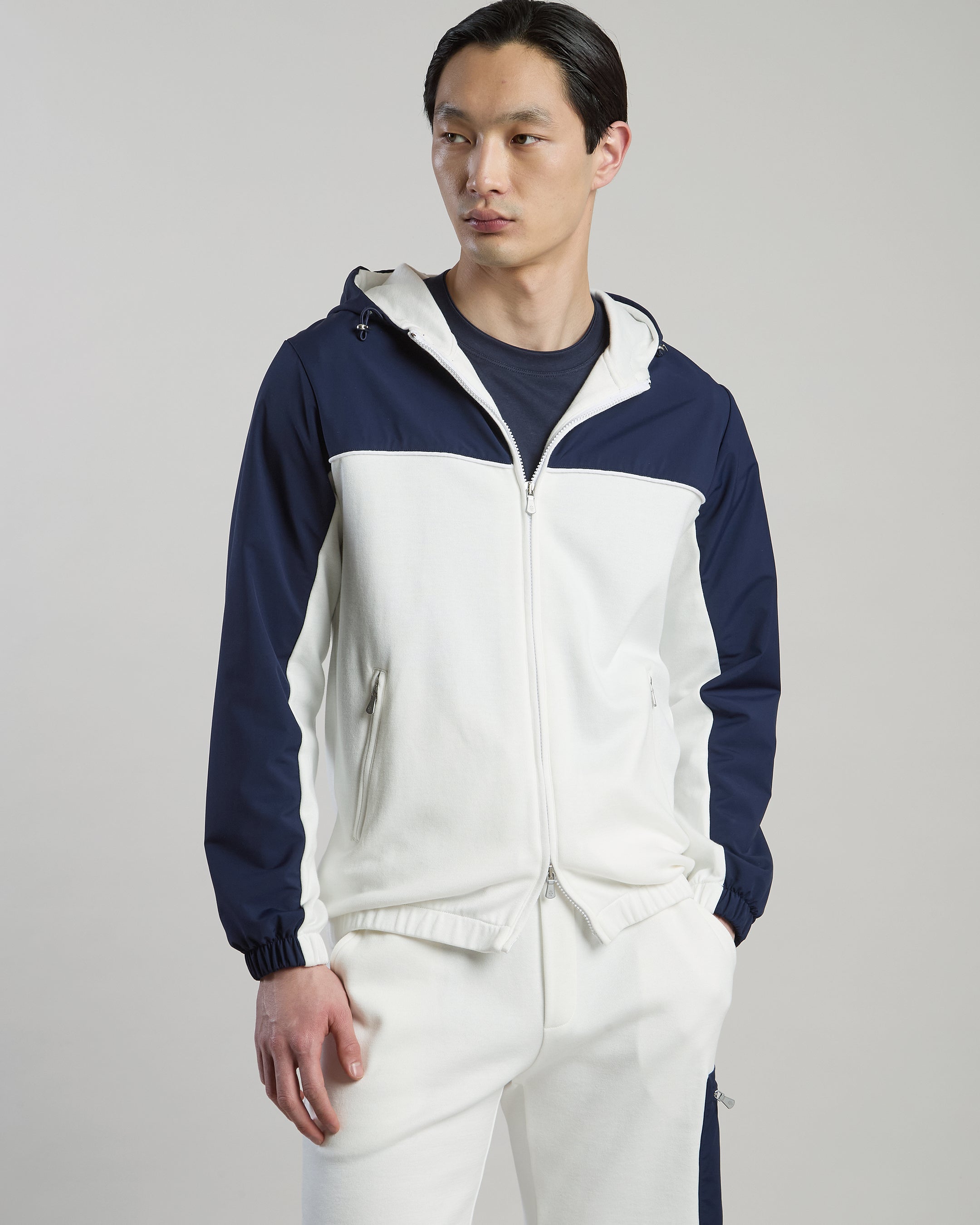 FELPA FULL ZIP BIMATERICA/ GIZA COTTON E NYLON