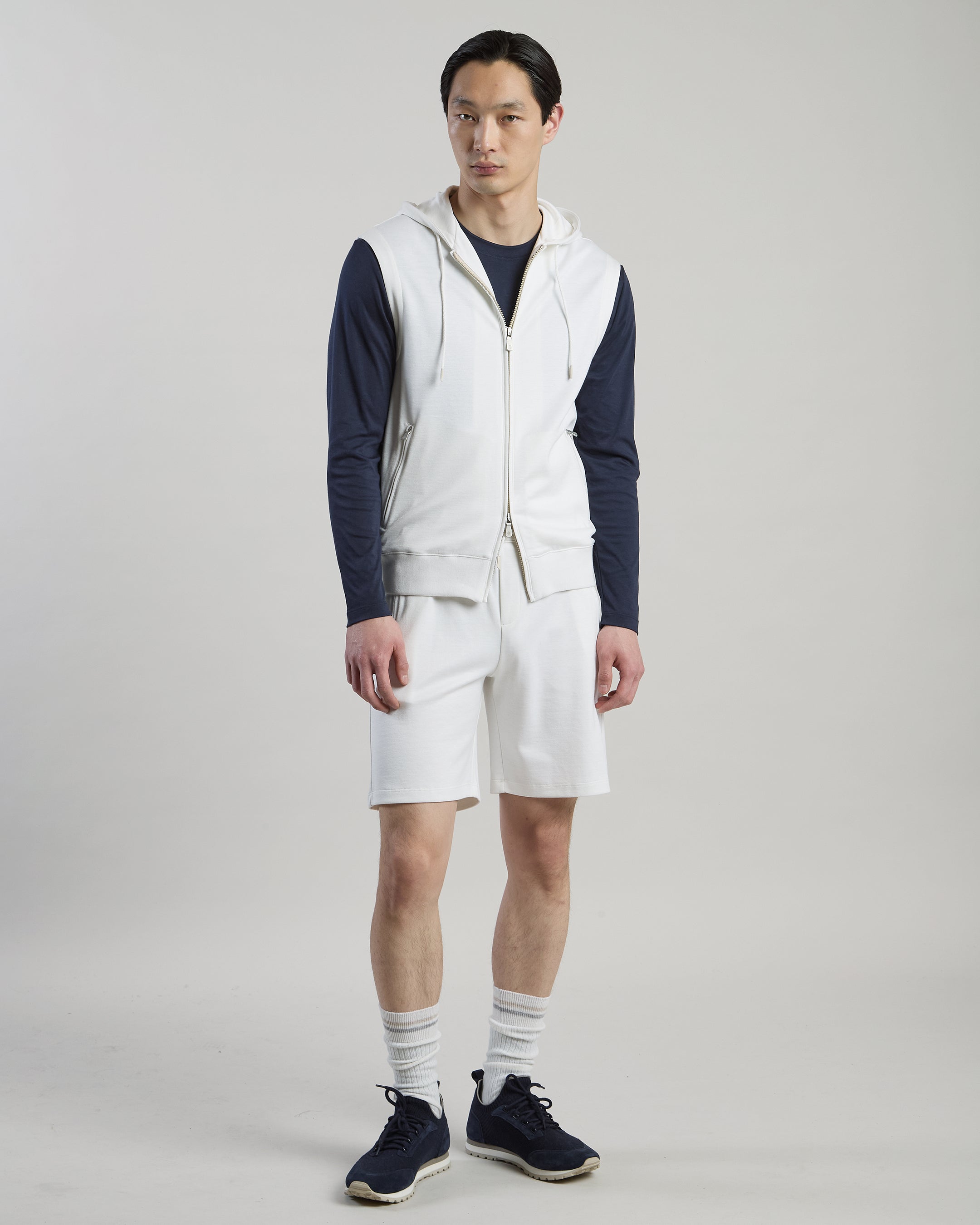 GILET CON CAPPUCCIO SETA COTONE