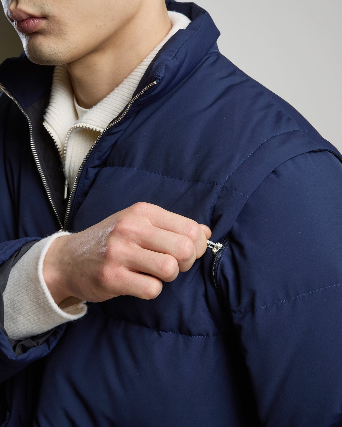 WOOL NYLON FABRIC DOWN JACKET - 3