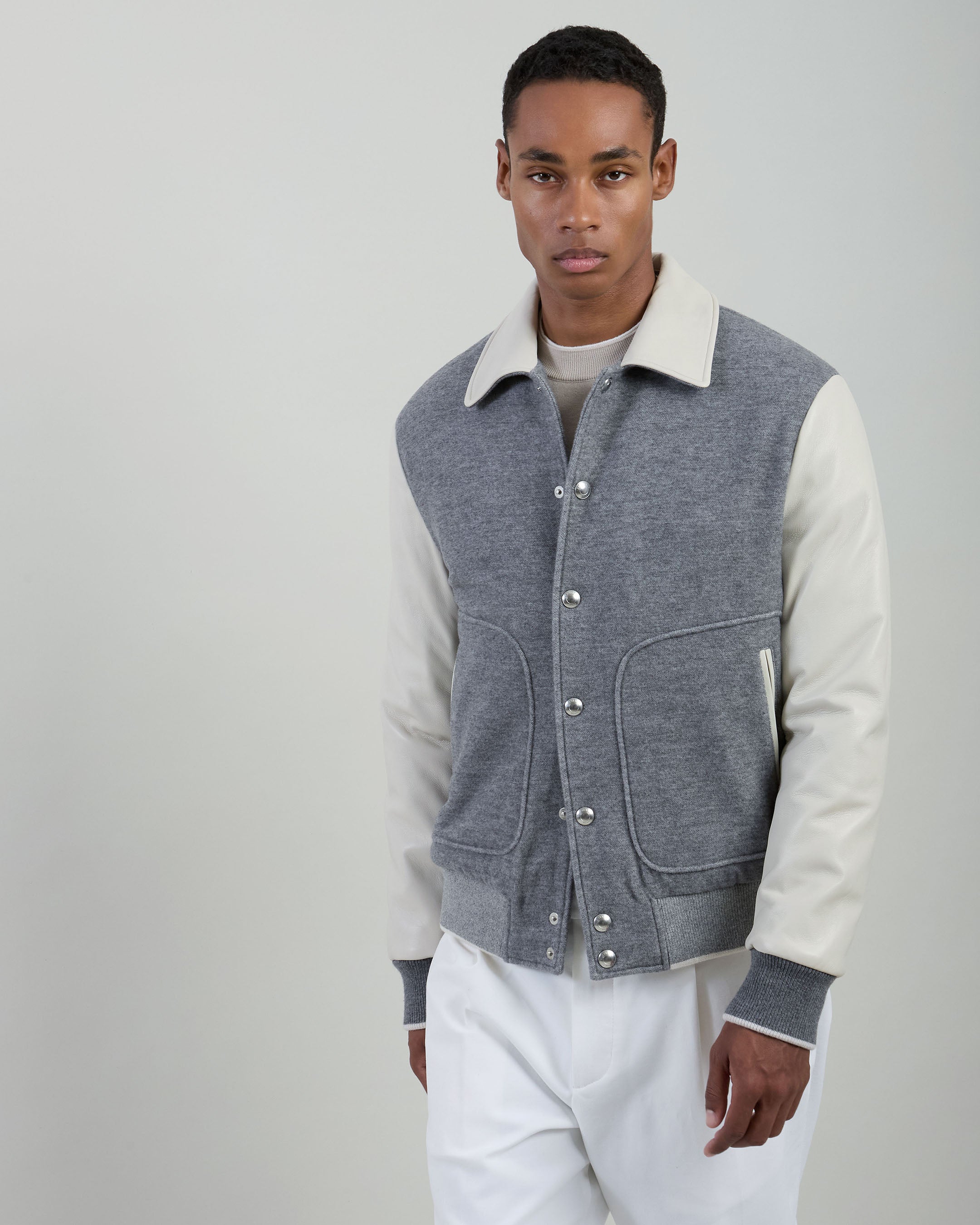 BOMBER BIMATERICO LANA COTONE CASHMERE E NAPPA