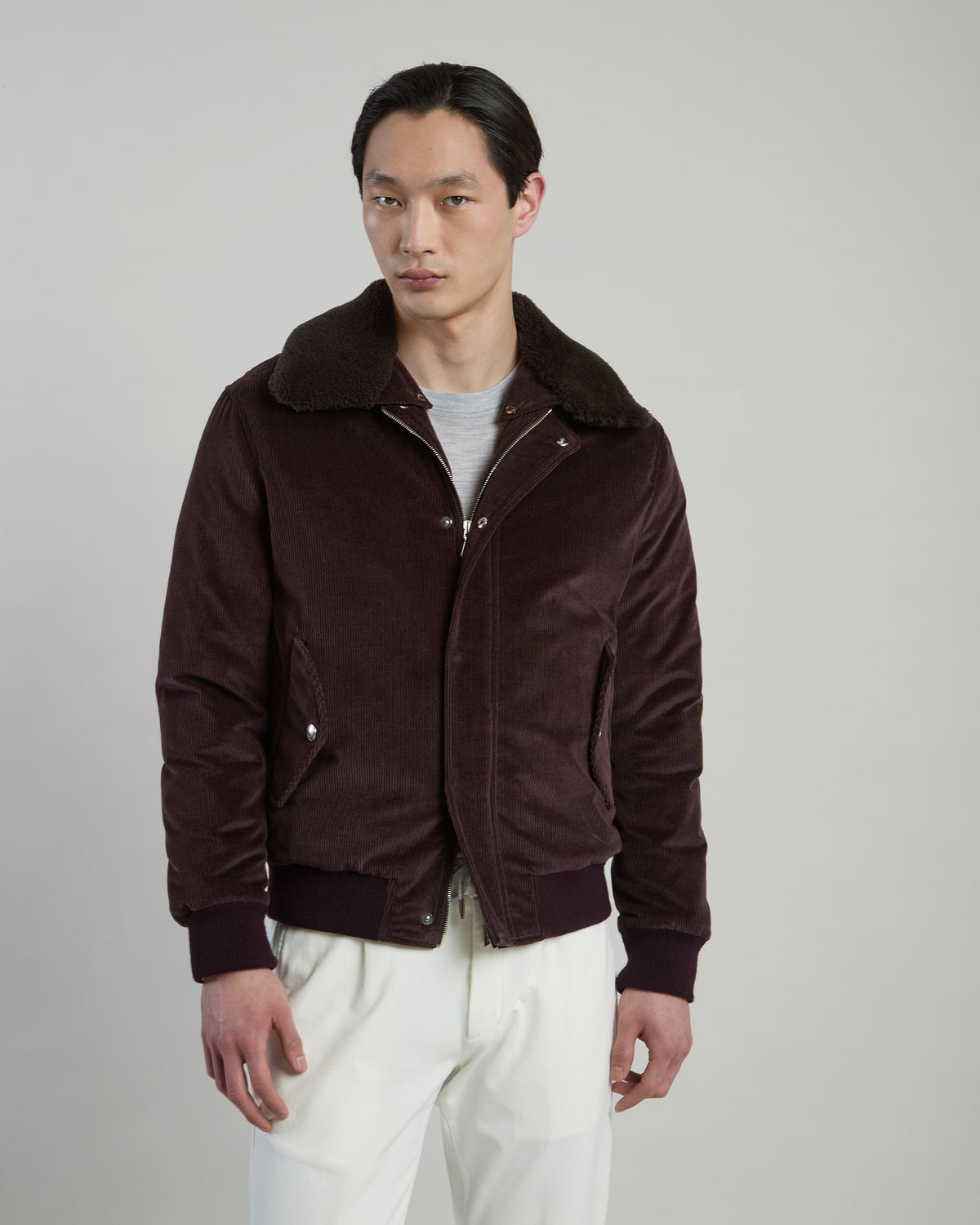 COTTON CASHMERE BOMBER JACKET - 1