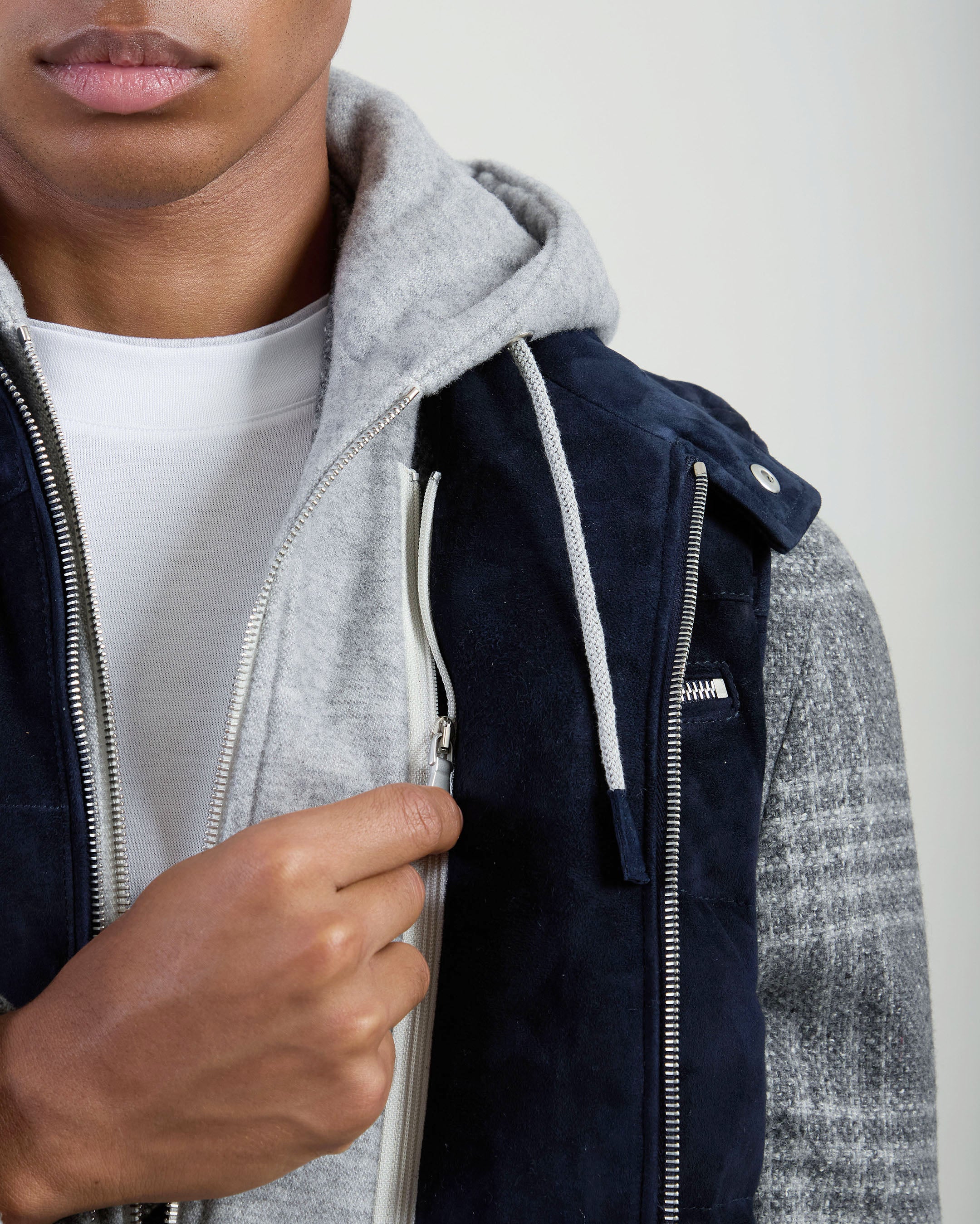 GILET BIMATERICO SUEDE E LANA COTONE - 9
