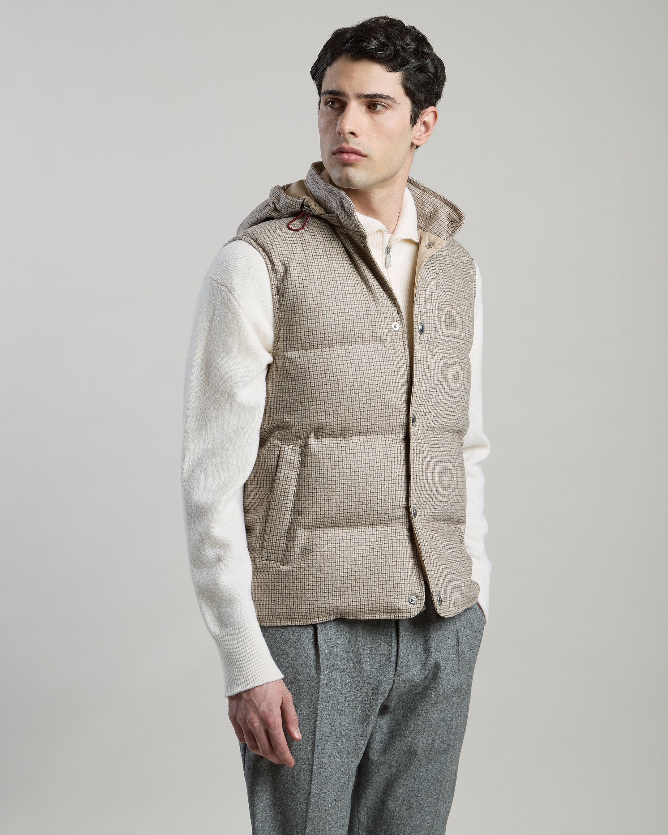 GILET IN NYLON LANA CASHMERE - 1