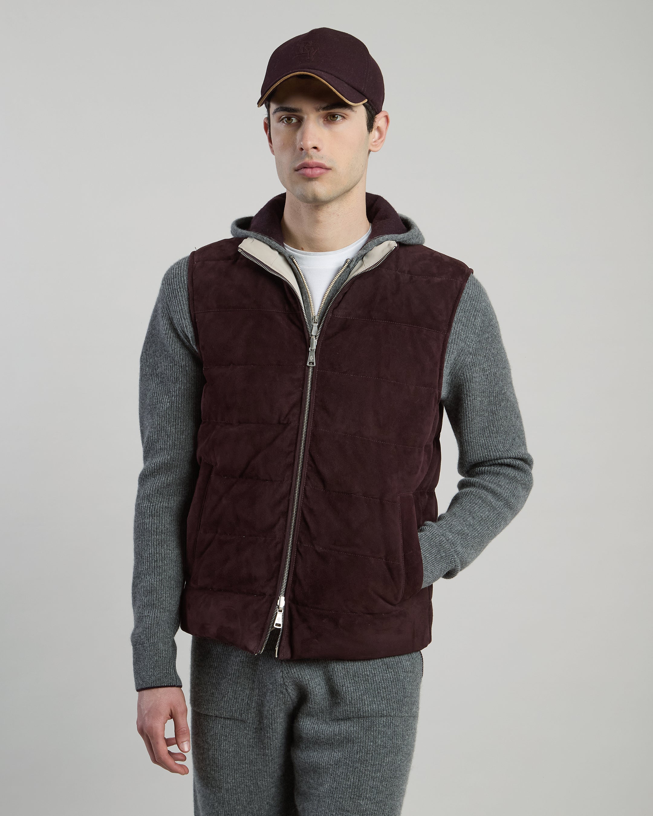 GILET REVERSIBILE SUEDE E NYLON