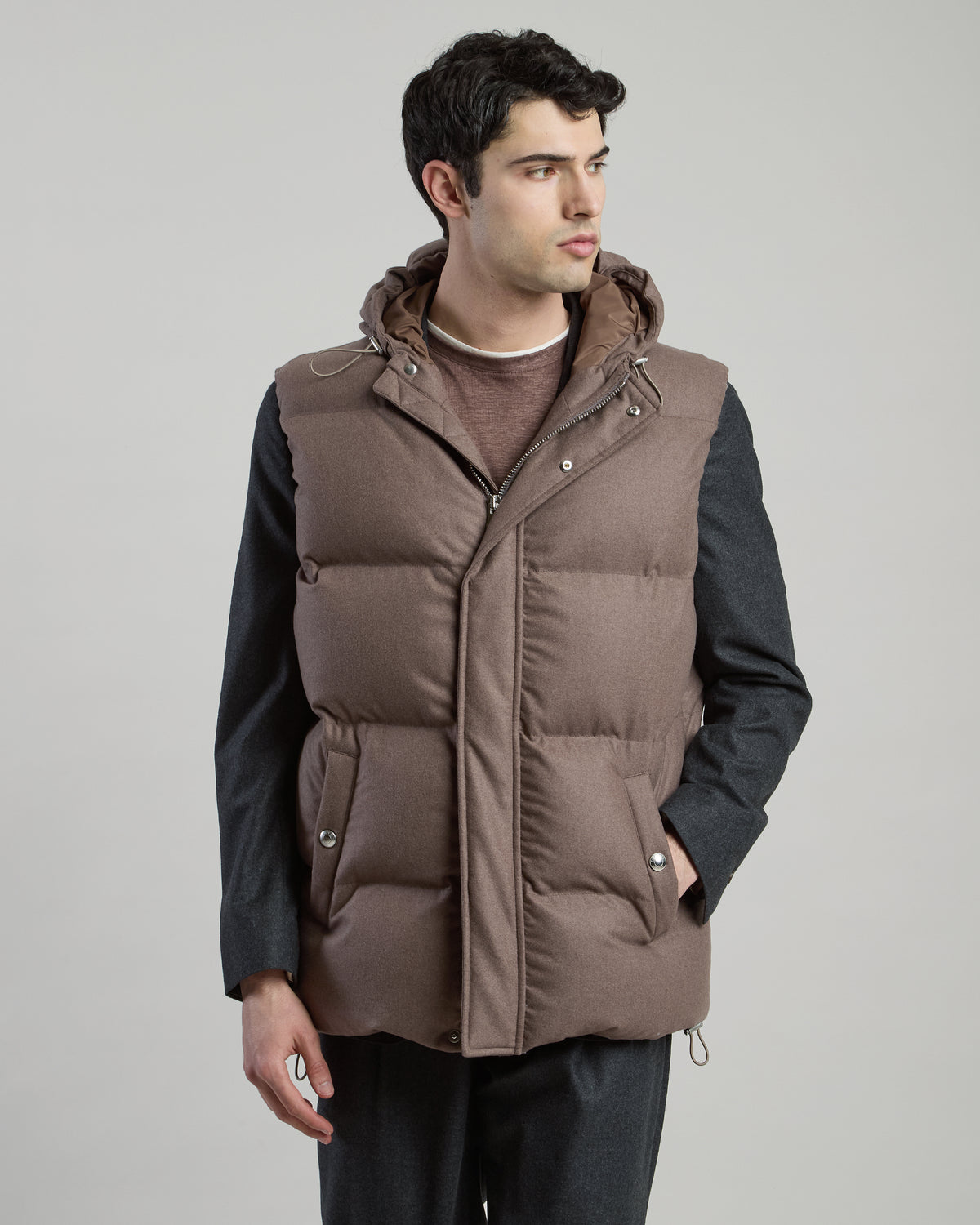 GILET IMBOTTITO LANA SETA CASHMERE - 1