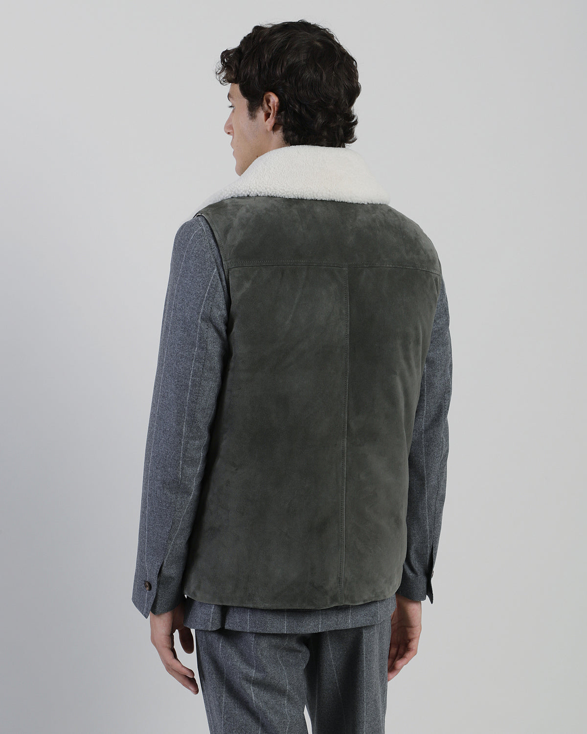 GILET SUEDE E MONTONE PELO RICCIO