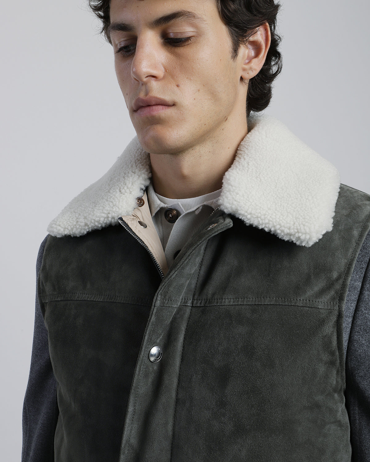 GILET SUEDE E MONTONE PELO RICCIO - 3