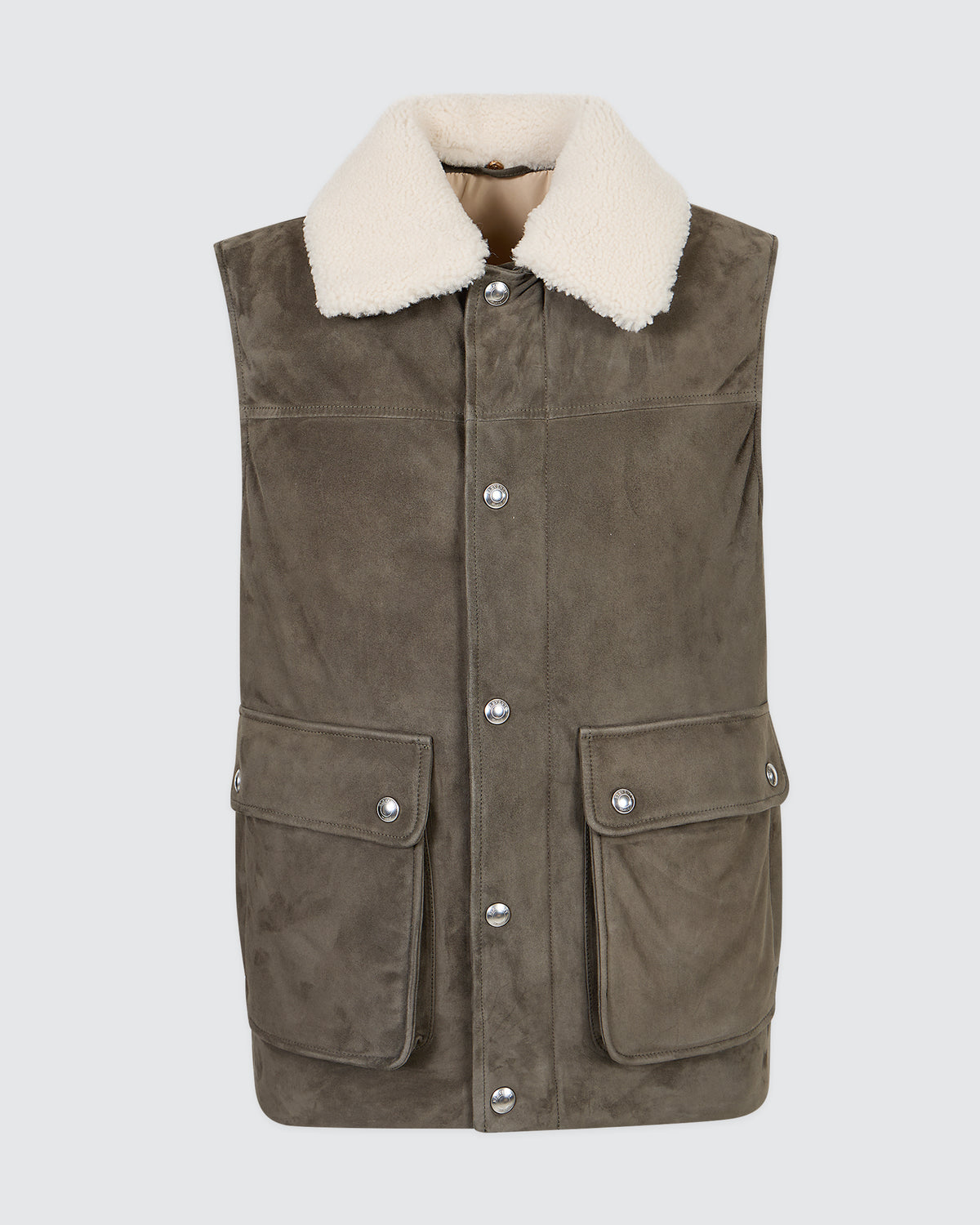 GILET SUEDE E MONTONE PELO RICCIO