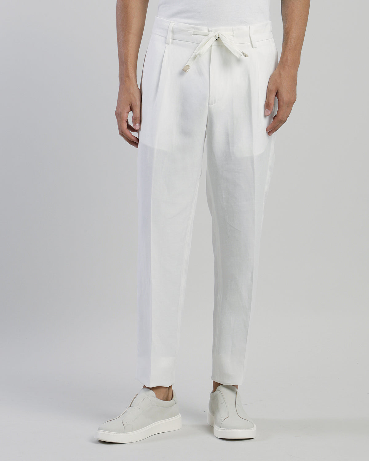LYOCELL AND LINEN TROUSERS