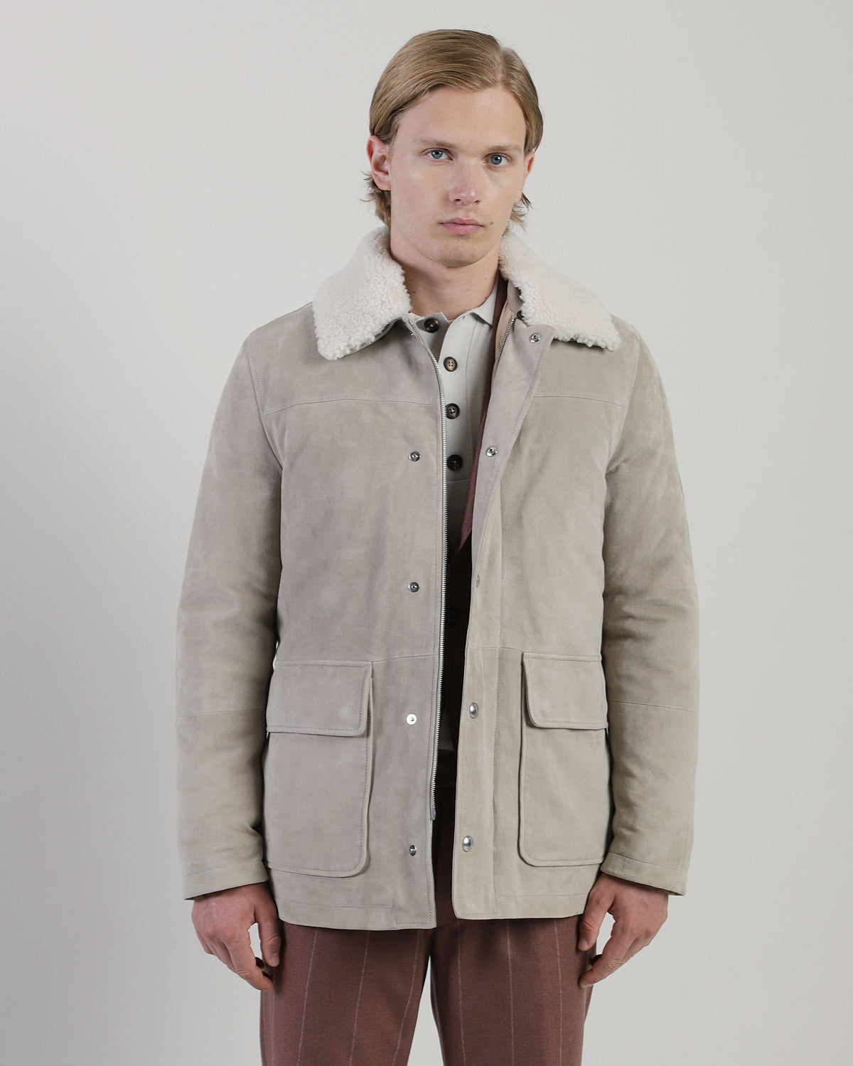 SUEDE AND CURLY SHEEPSKIN PARKA