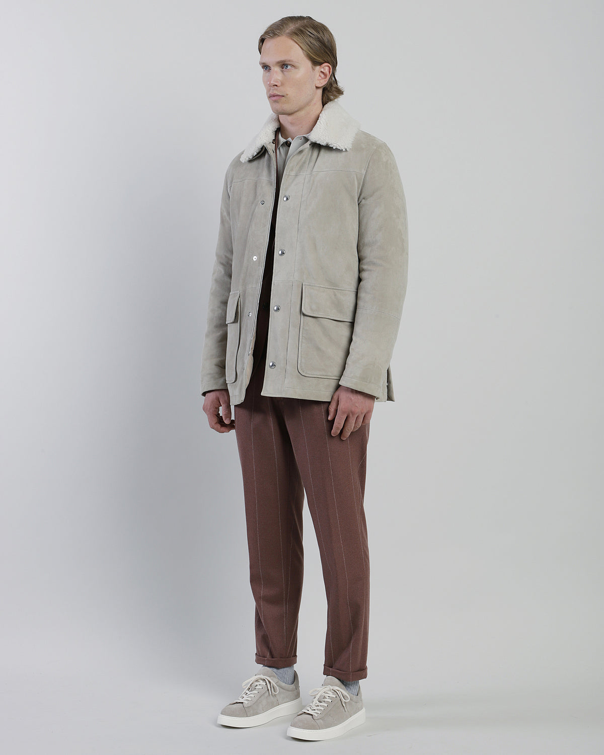 SUEDE AND CURLY SHEEPSKIN PARKA