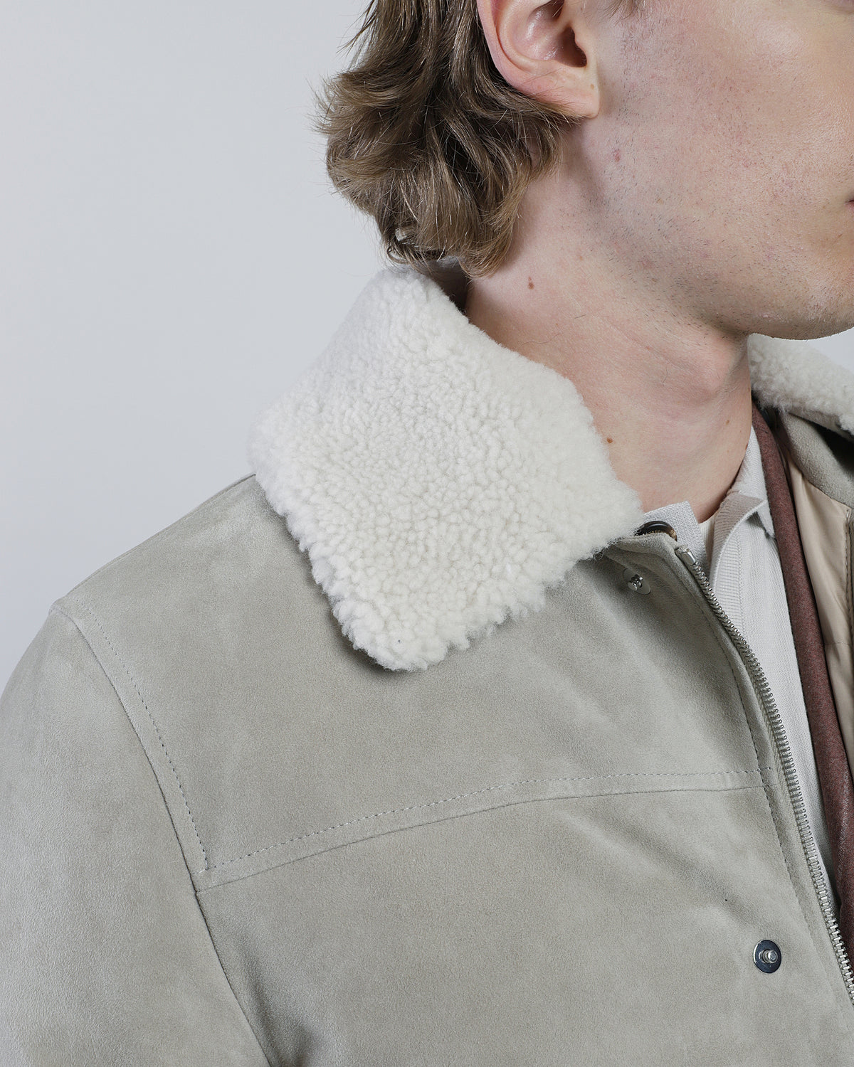 SUEDE AND CURLY SHEEPSKIN PARKA