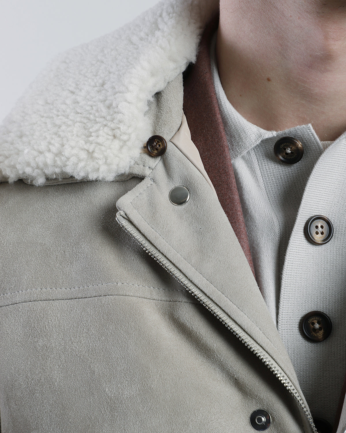 SUEDE AND CURLY SHEEPSKIN PARKA