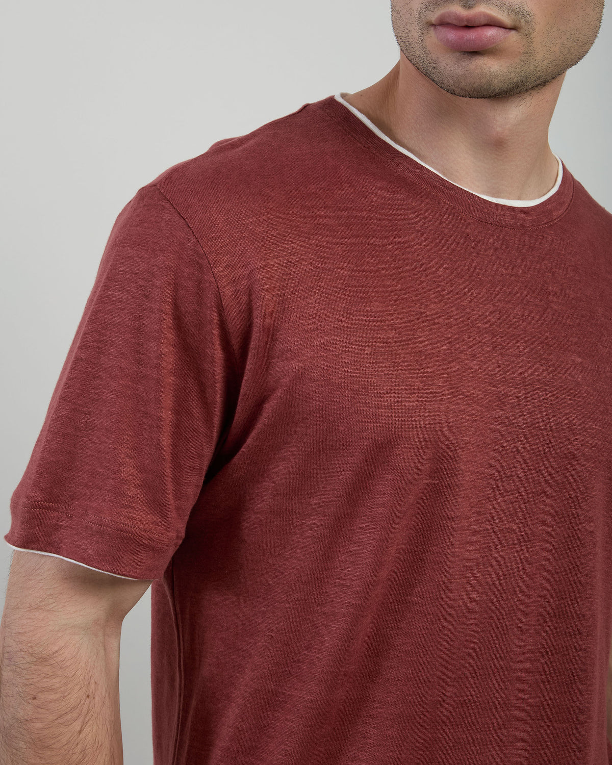 T-SHIRT GIROCOLLO LINO