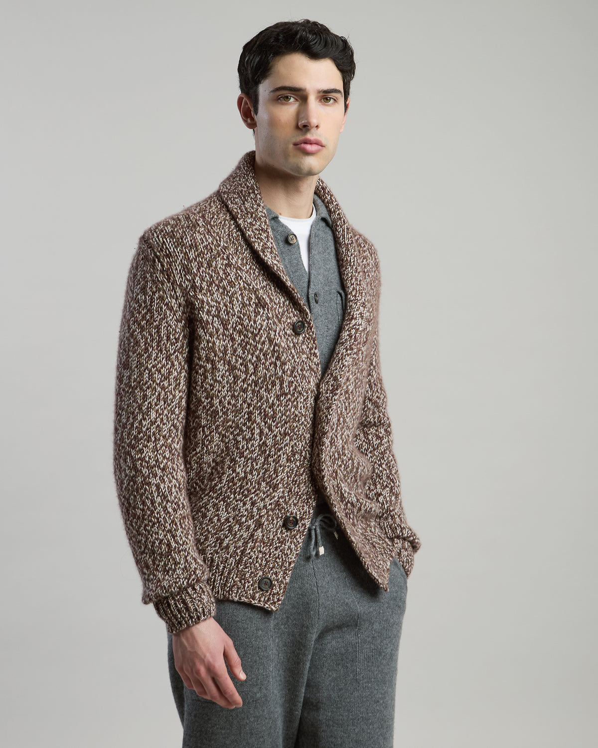 CARDIGAN CASHMERE MOULINE' - 1