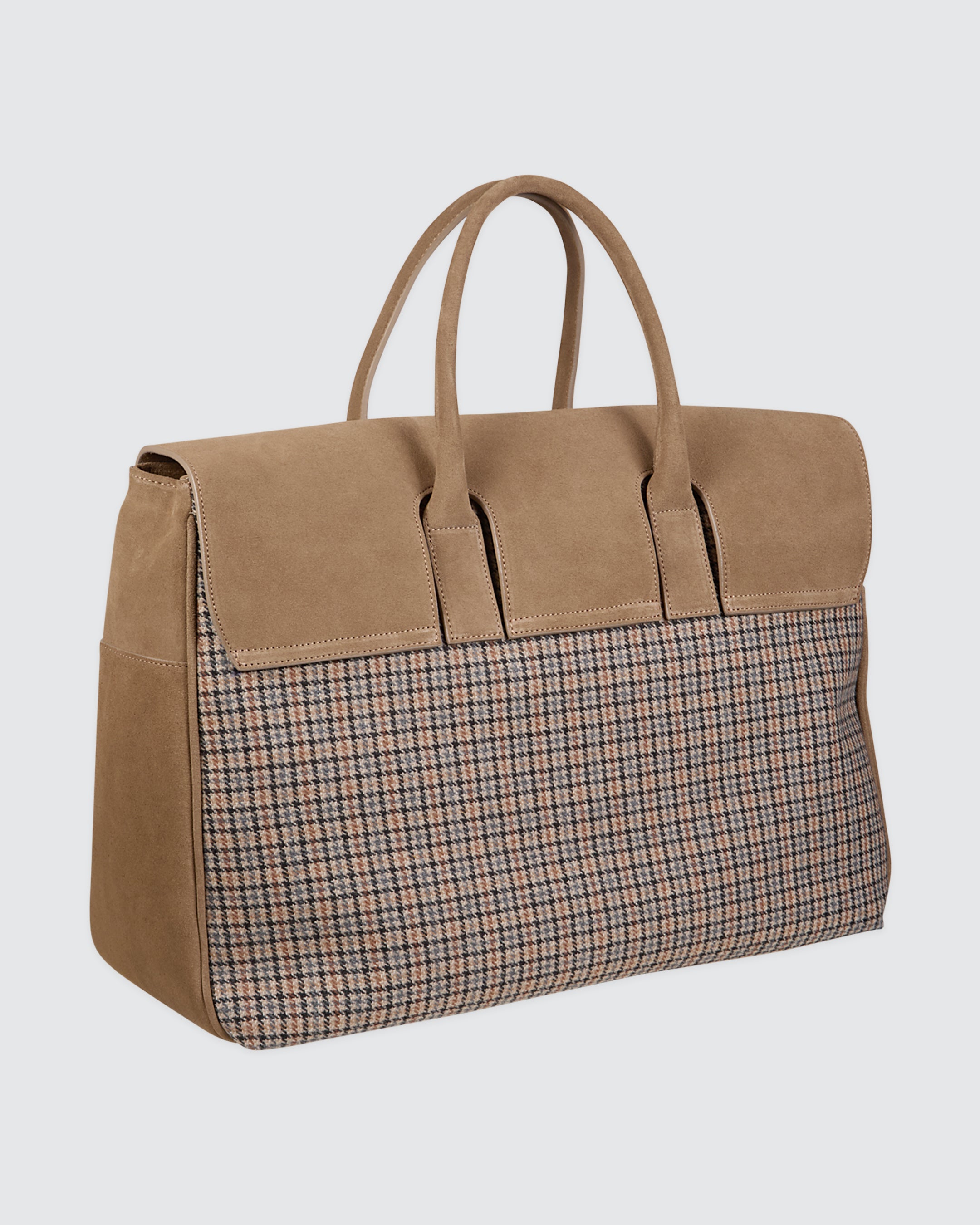 BORSA PELLE SCAMOSCIATA E COTONE LANA