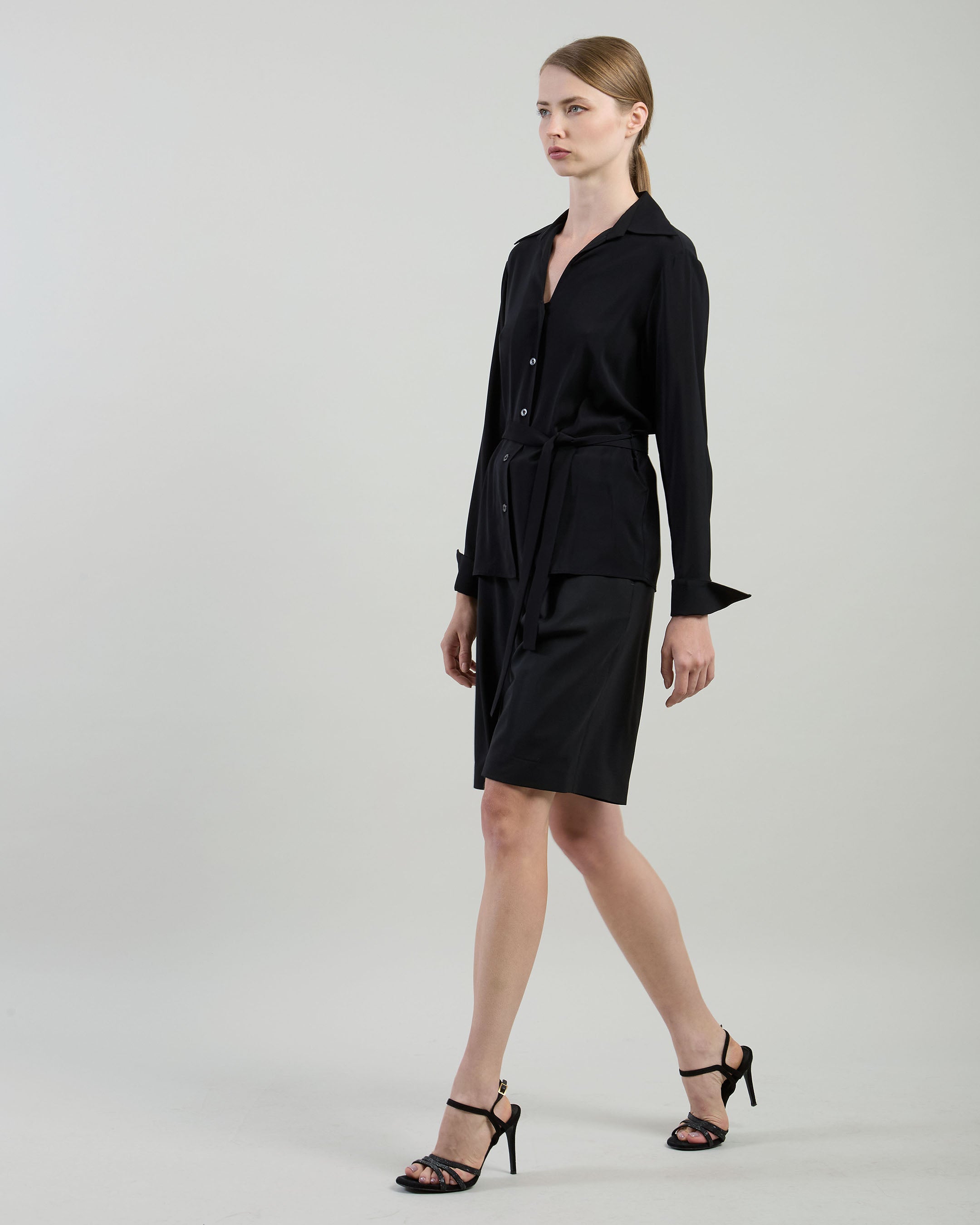 CAMICIA CON FUSCIACCA VISCOSA STRETCH UNITA - 6