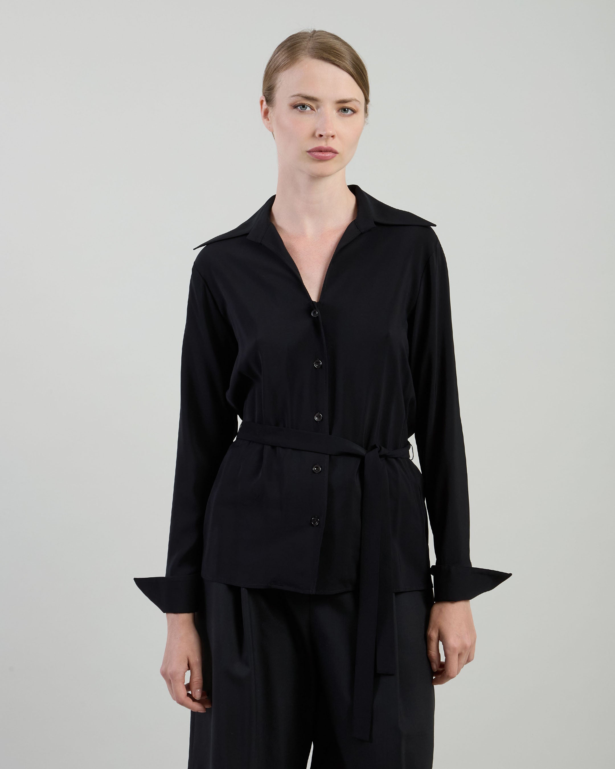 CAMICIA CON FUSCIACCA VISCOSA STRETCH UNITA - 1