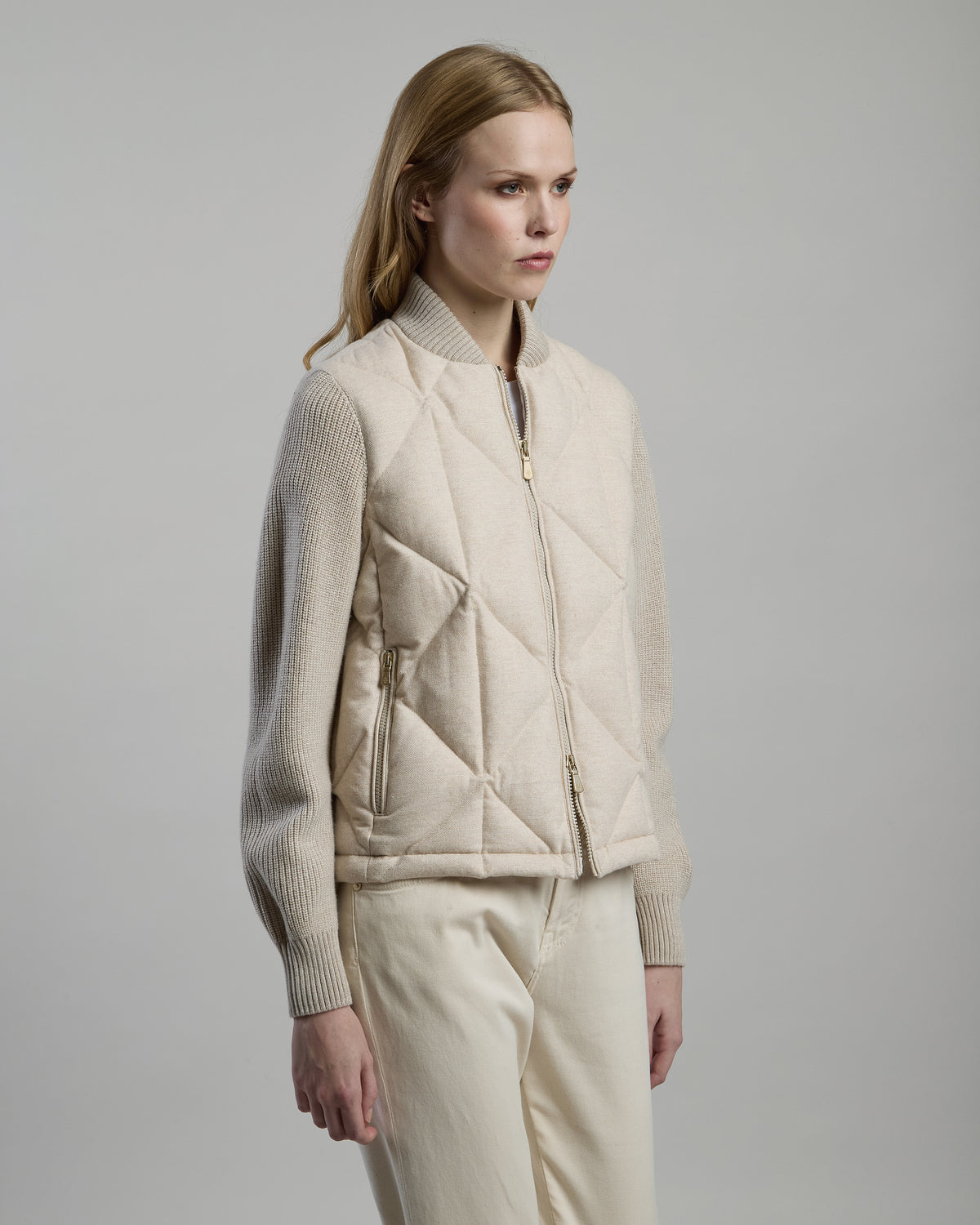GIUBBINO LANA CASHMERE CON PARTI IN MAGLIA
