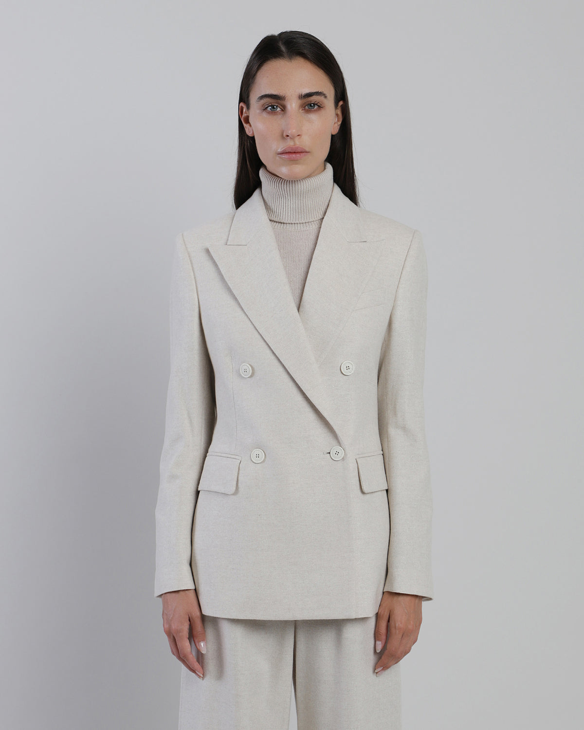 DOUBLE-BREASTED WOOL CASHMERE JACKET - 1