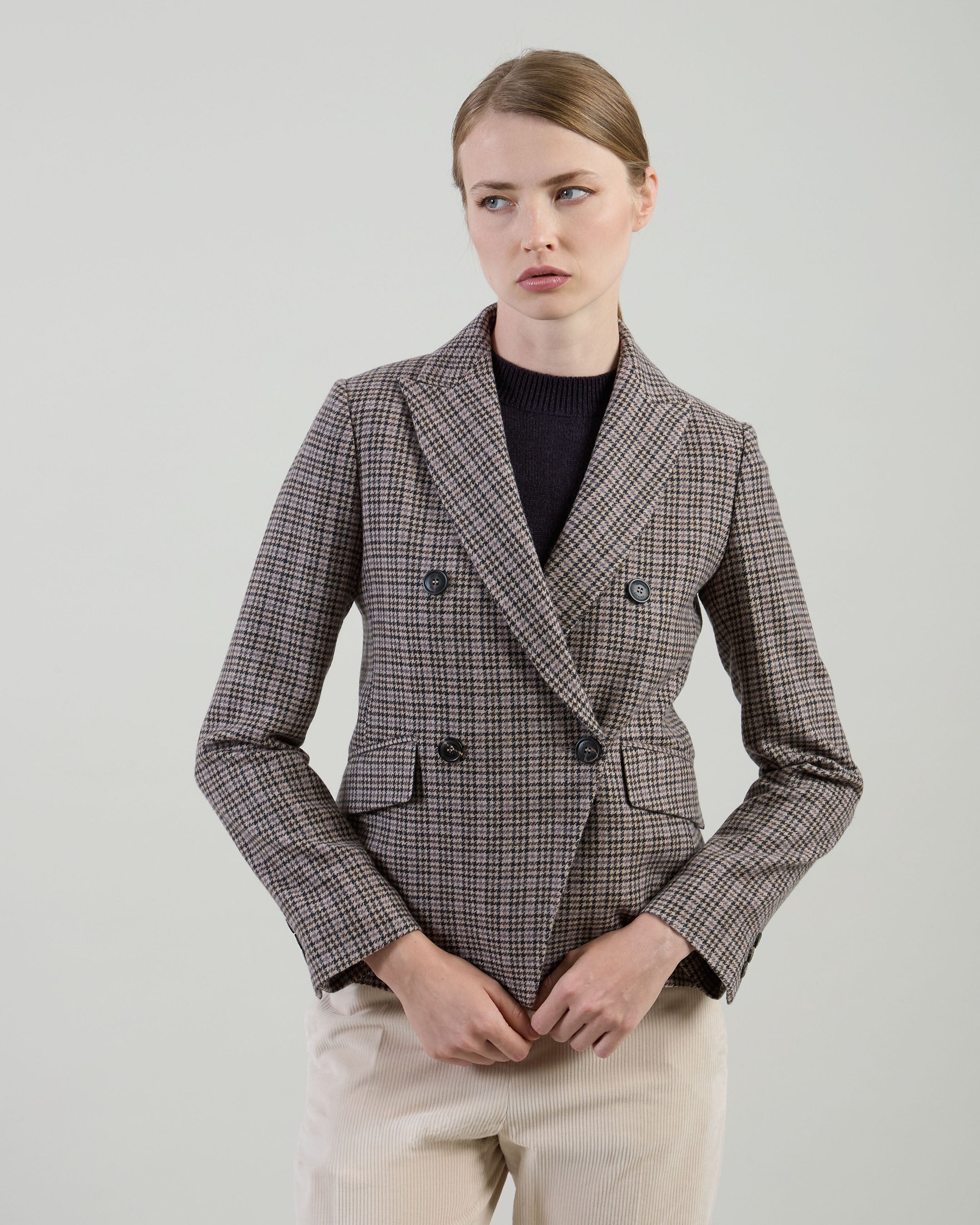GIACCHE CORTE LANA CASHMERE PIED DE POULE - 1