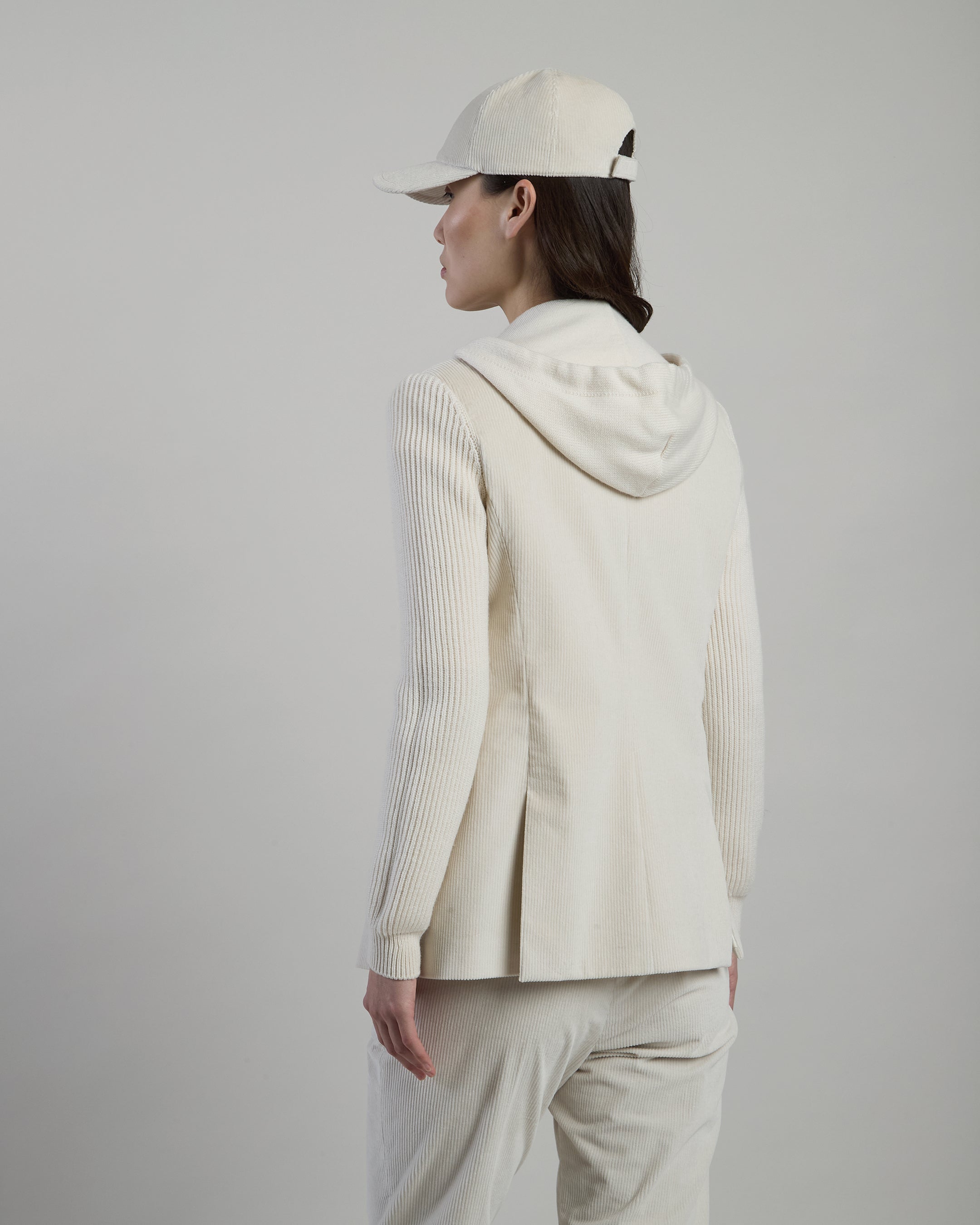 GIACCA MONOPETTO COTONE STRETCH CON PARTI IN MAGLIA