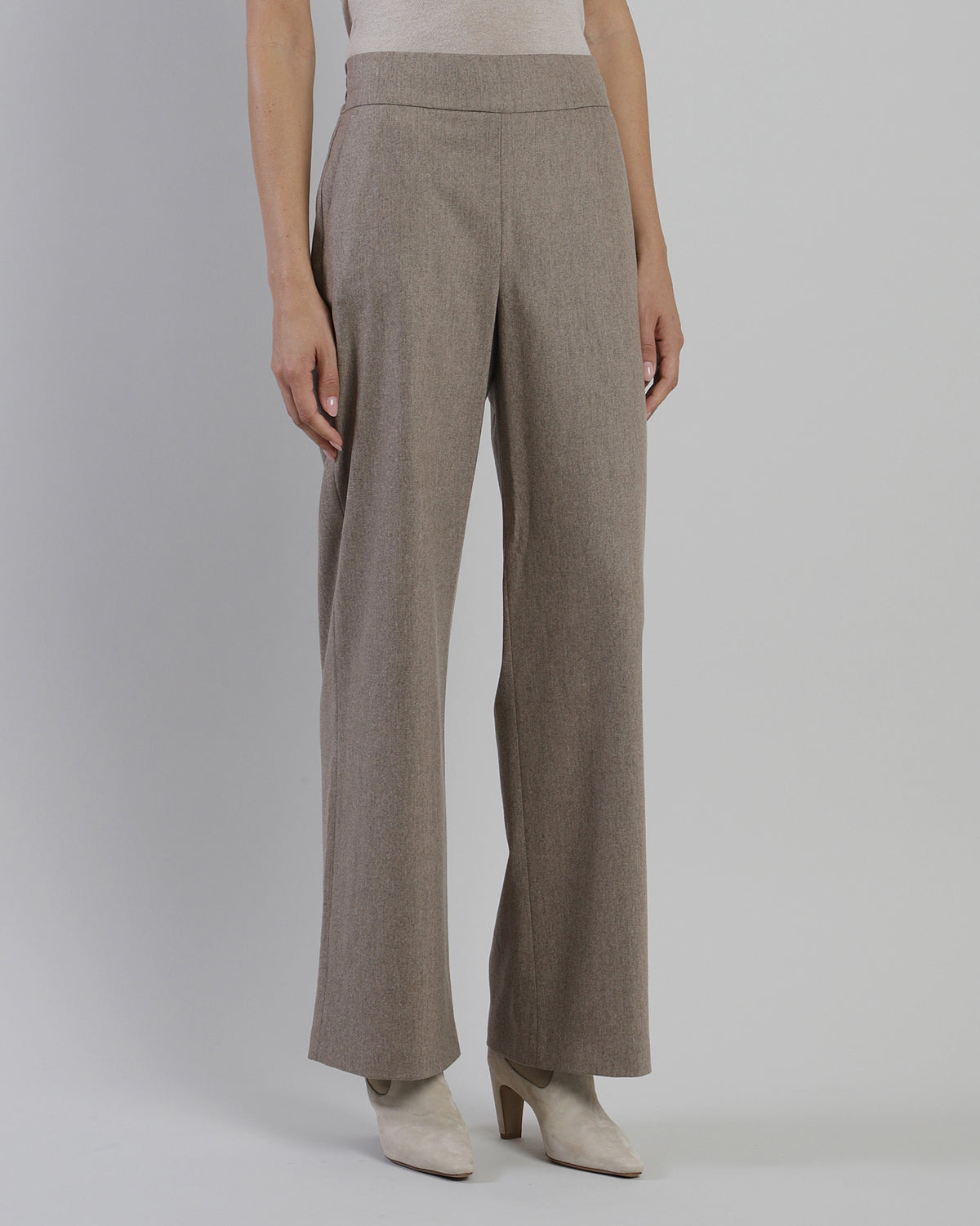 PLAIN STRETCH WOOL CASHMERE TROUSERS - 4
