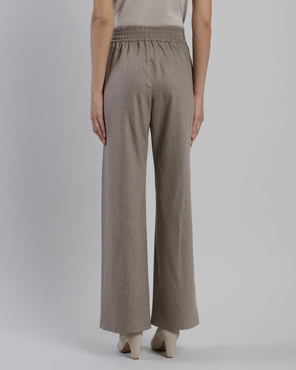 PLAIN STRETCH WOOL CASHMERE TROUSERS