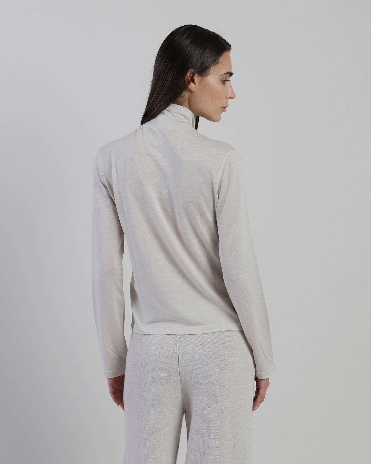 WOOL COTTON HIGH-NECK T-SHIRT - 2