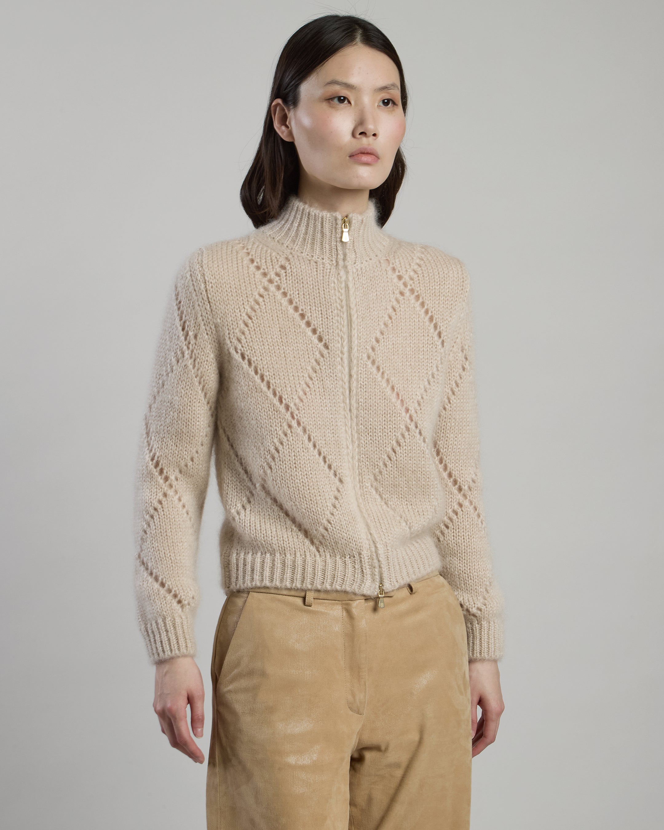 MAGLIA FULL ZIP KID MOHAIR SETA
