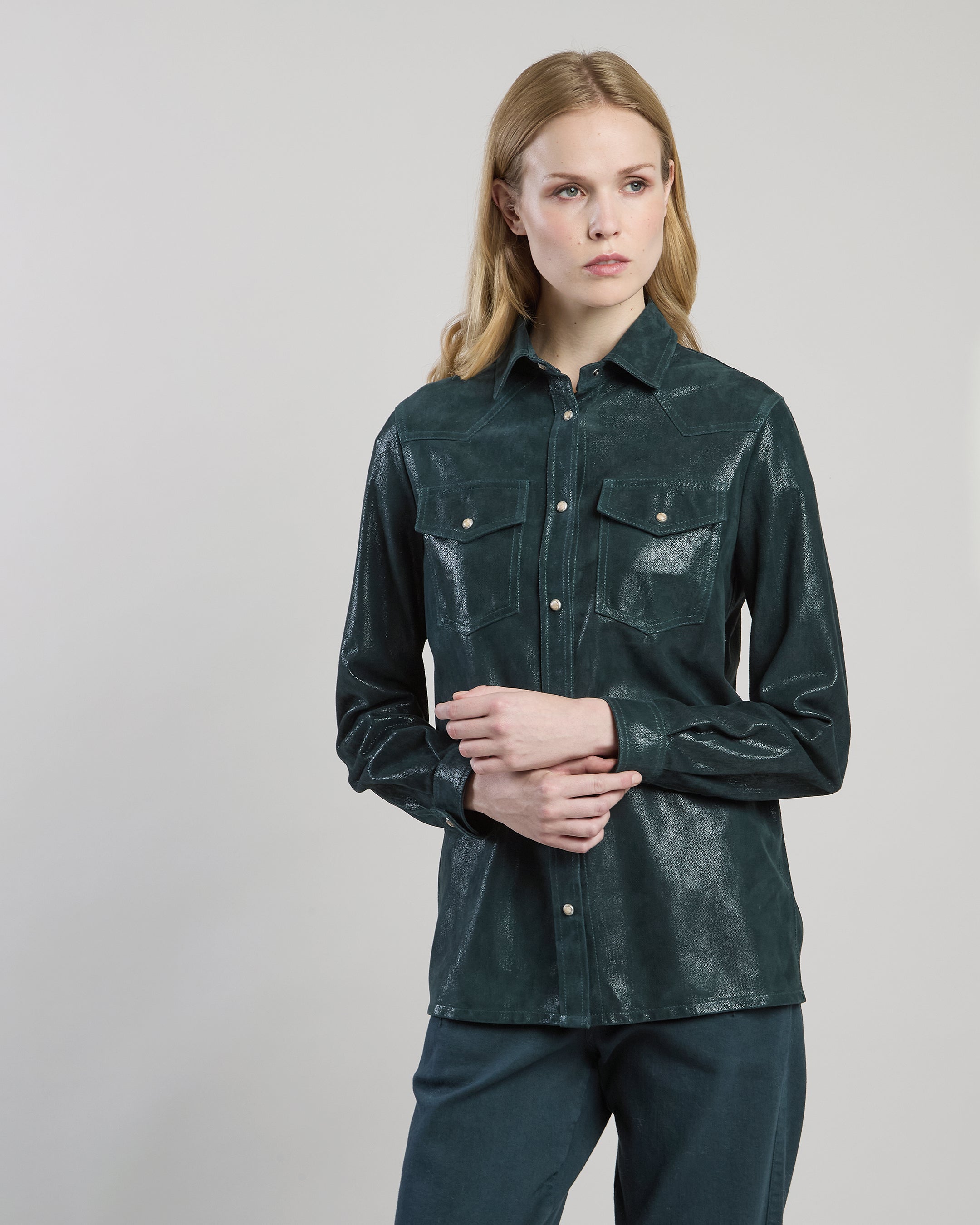 CAMICIA TEXAS IN PELLE SUEDE STAMPATO - 1