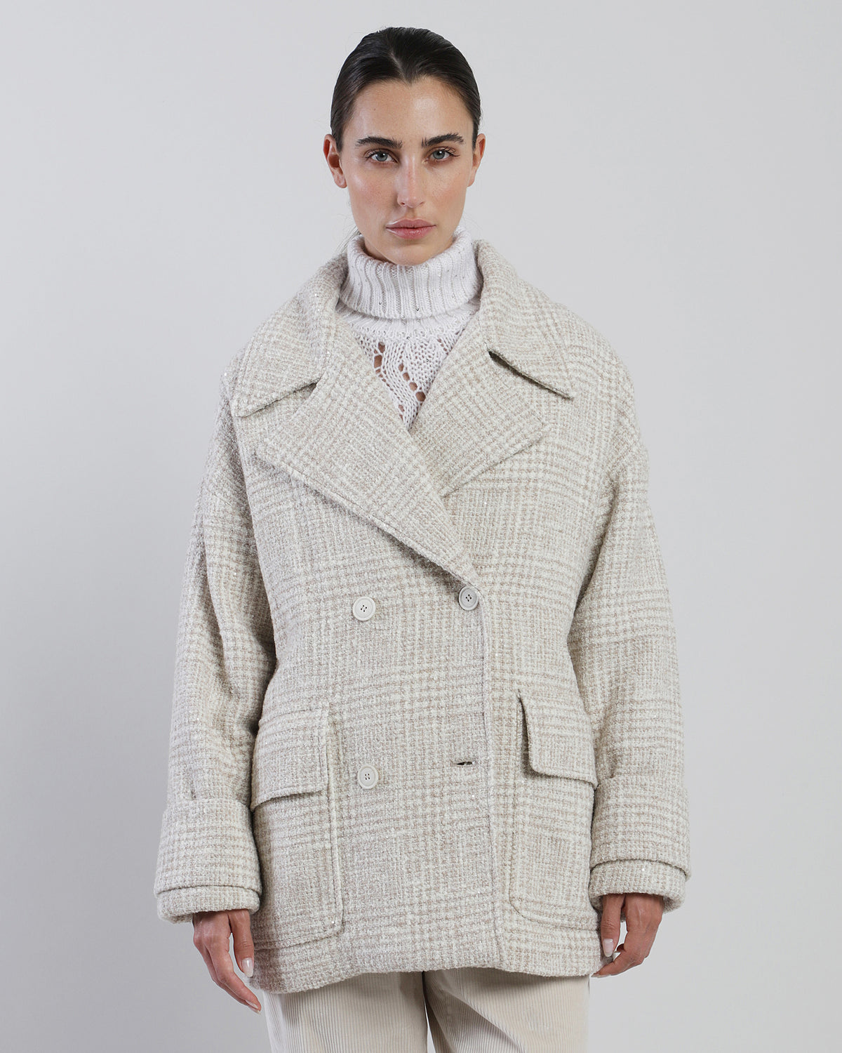 DOUBLE-BREASTED WOOL BABY ALPACA COAT - 5