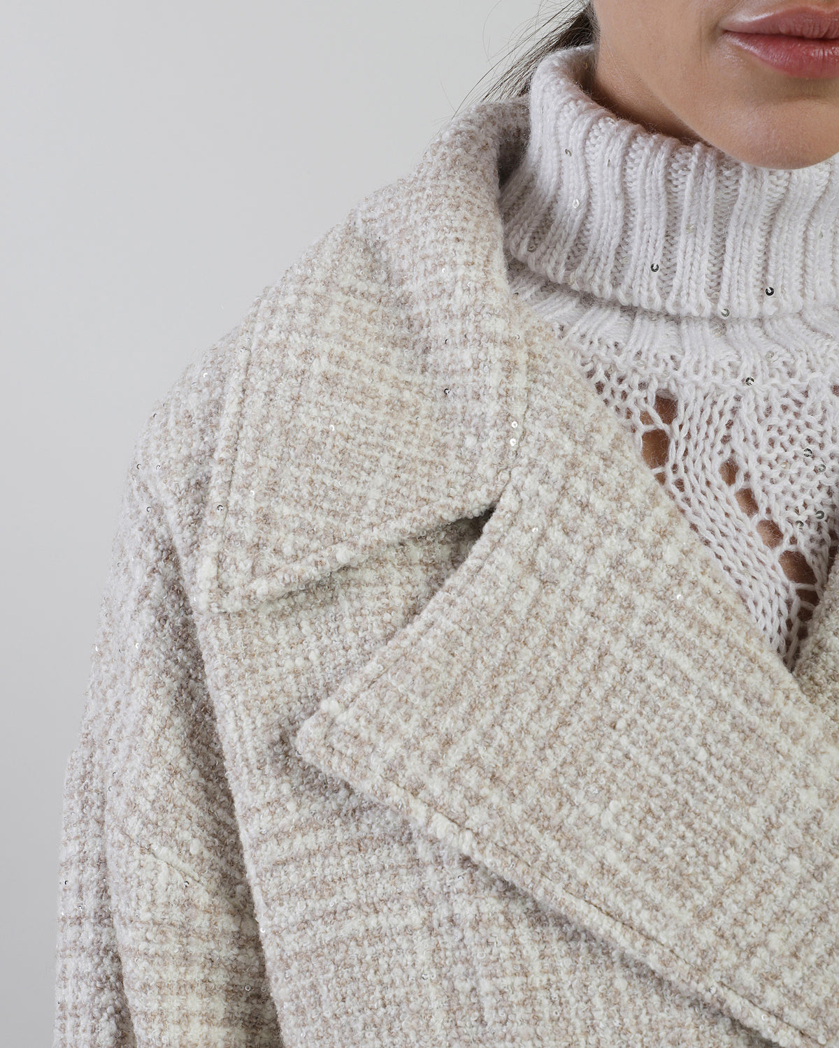 DOUBLE-BREASTED WOOL BABY ALPACA COAT - 7