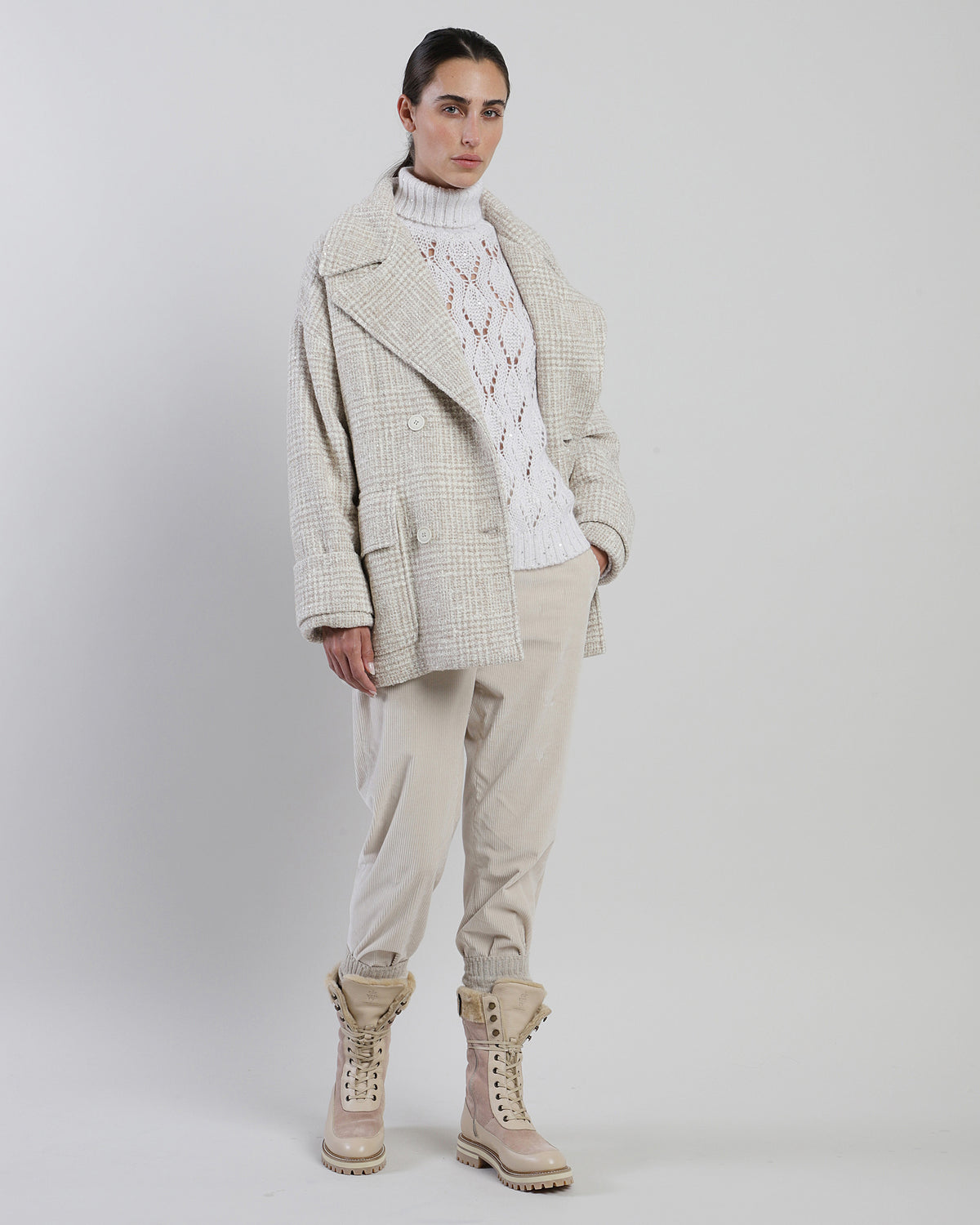 DOUBLE-BREASTED WOOL BABY ALPACA COAT - 9