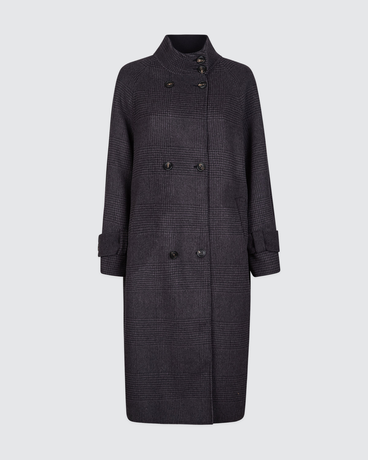 DOUBLE-BREASTED PRINCE OF WALES WOOL CASHMERE COAT - 6