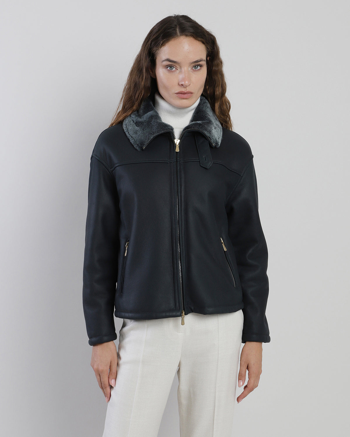 GIUBBINO IN PELLE SHEARLING NAPPATO - 1